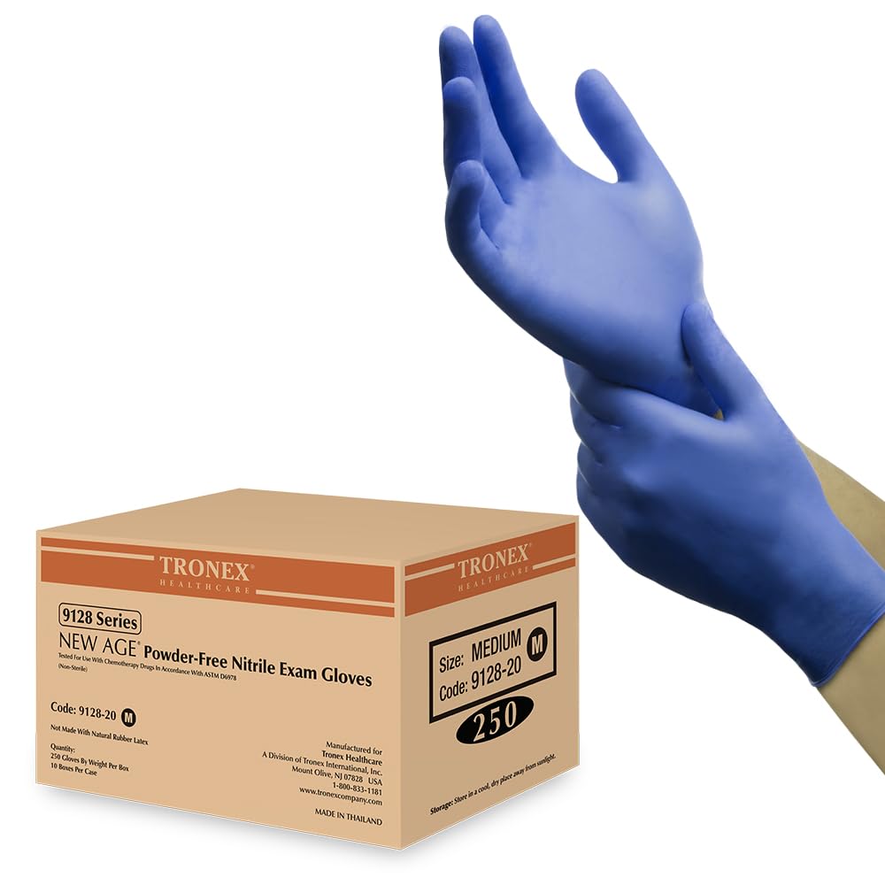 TRONEX Chemo-Rated Textured Nitrile Exam Gloves - Violet Blue, Disposable Medical Gloves for Healthcare, Food Service & Tattoo Artists - Latex-Free, Powder-Free, 100 Pcs/Box