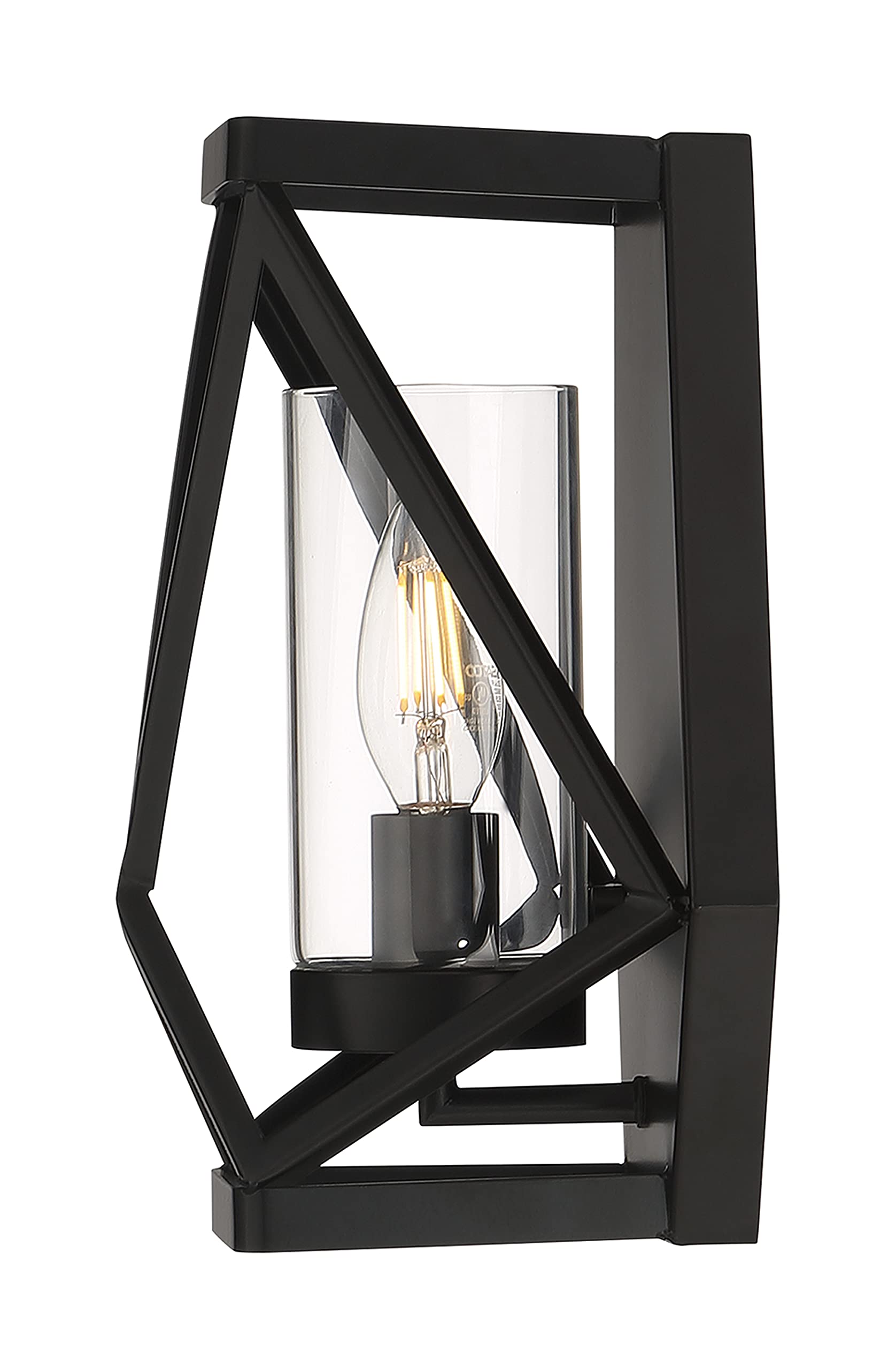 Nuvo 60/7301 Zemi Single Light Wall Sconce - Black Finish with Clear Glass Shade for Bedroom, Hallway & Entryway Lighting