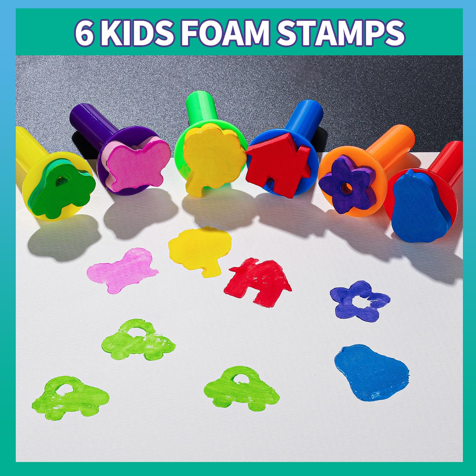 **39pcs Kids Sponge Paint Brushes & Stamps - Toddler Art Craft Drawing Tools for Early Learning | Foam Painting Sponges for DIY, Classroom & Home Activities**