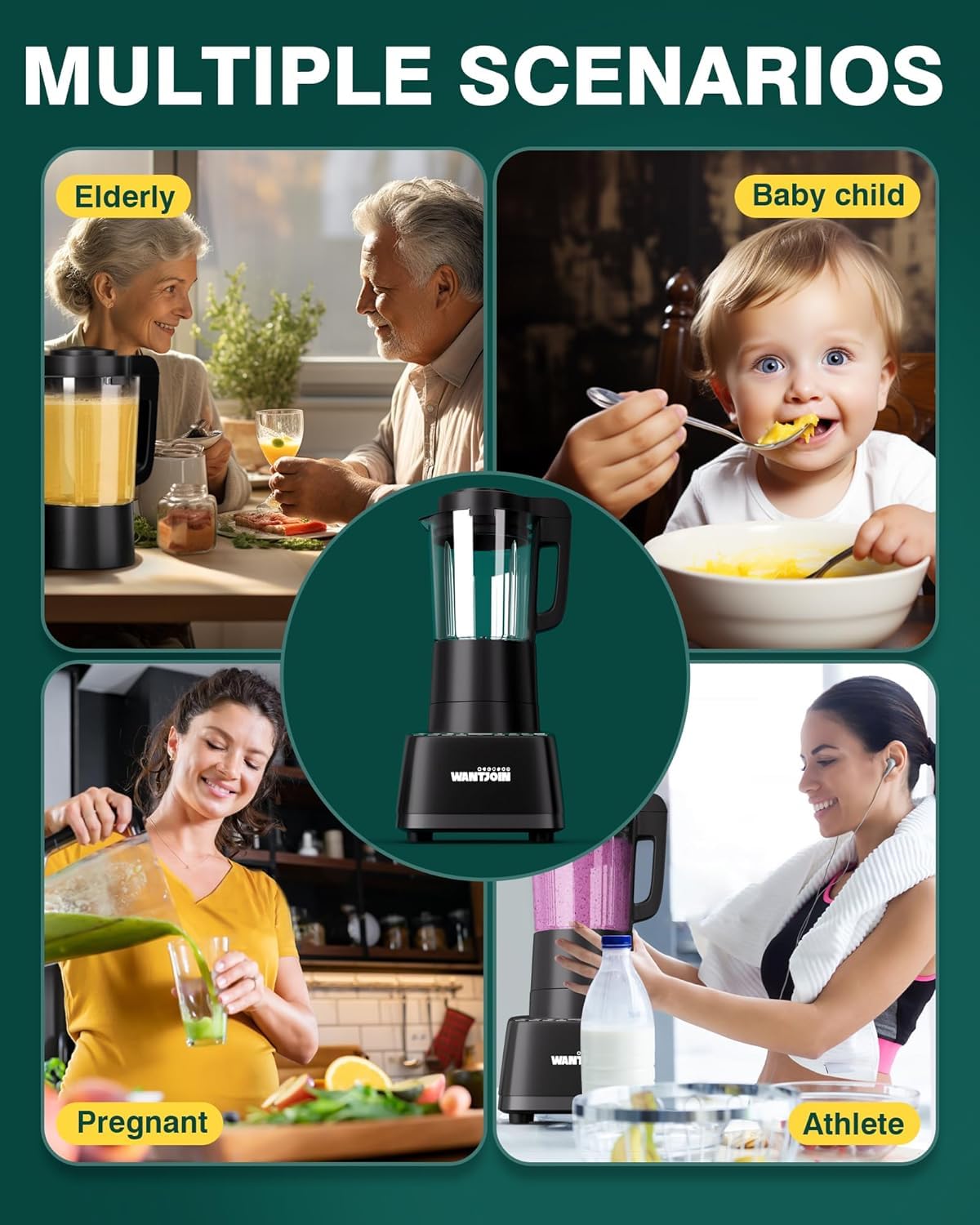 **24000RPM High-Speed Multifunctional Blender - 9 One-Touch Programs, 12H Delay Cook, 60oz Capacity for Hot & Cold Blending - Perfect for Nut Butters, Soups, Shakes, Smoothies & Soy Milk - Ideal for Kitchens, Smoothie Bars & Healthy Lifestyles**