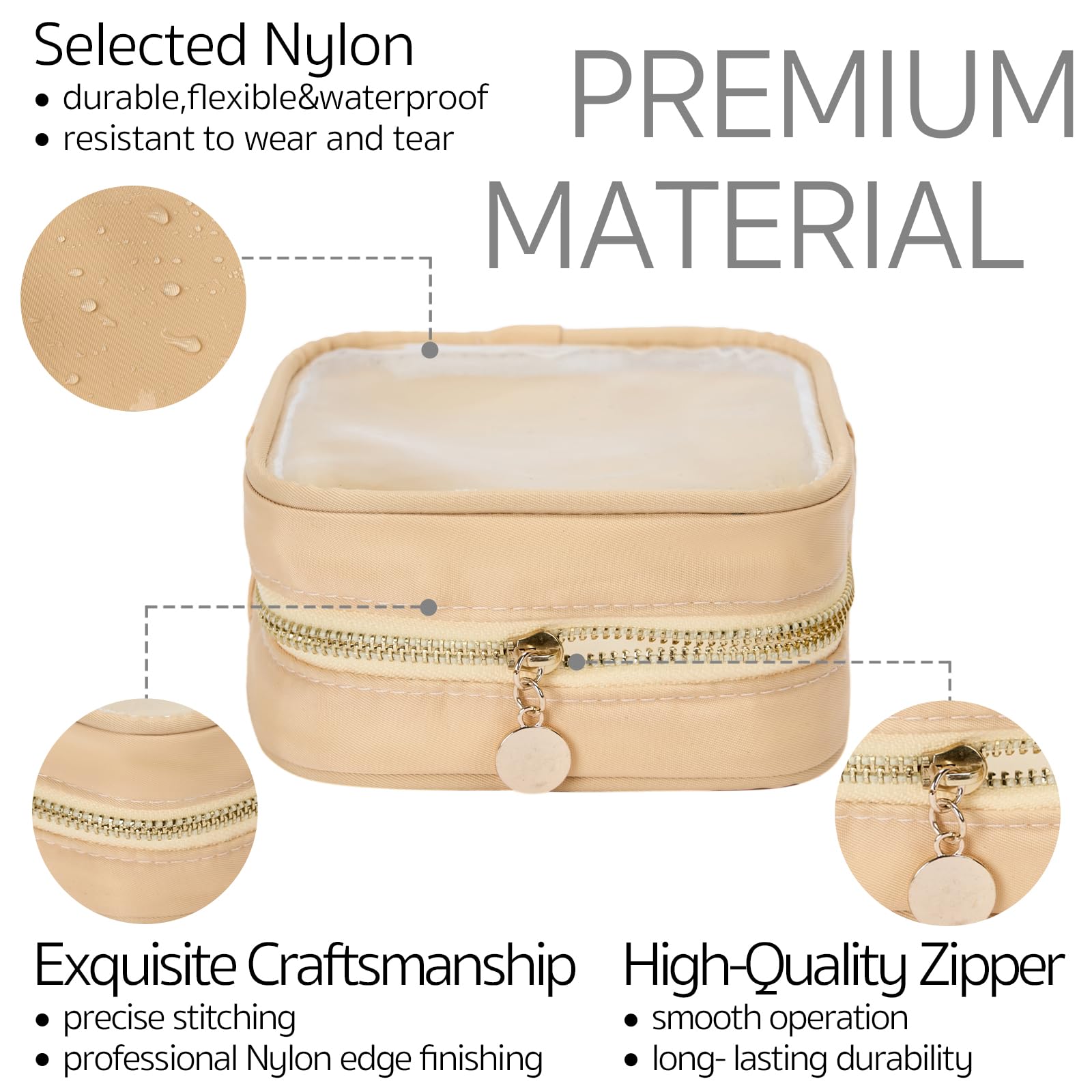 Clear Cosmetic Bag Mini Makeup Bag for Women - Small Zipper Pouch for Purse Organizer | Travel Toiletry Essentials | Cute Preppy Makeup Organizer for Daily Use, Gym & Vacation