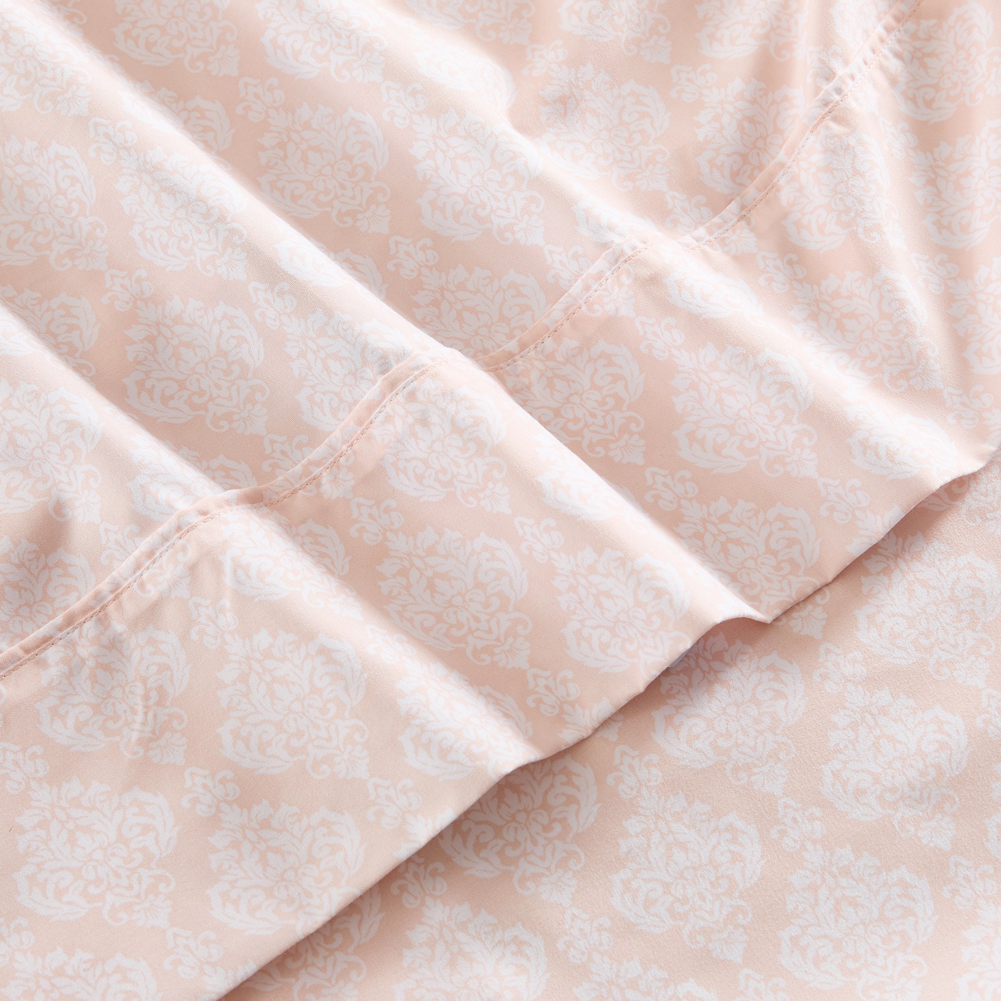 Luxury Romer Damask Sheet Set - 100% Cotton, King Size, Wrinkle-Free - Perfect for Master Bedroom, Guest Room & Hotel Use
