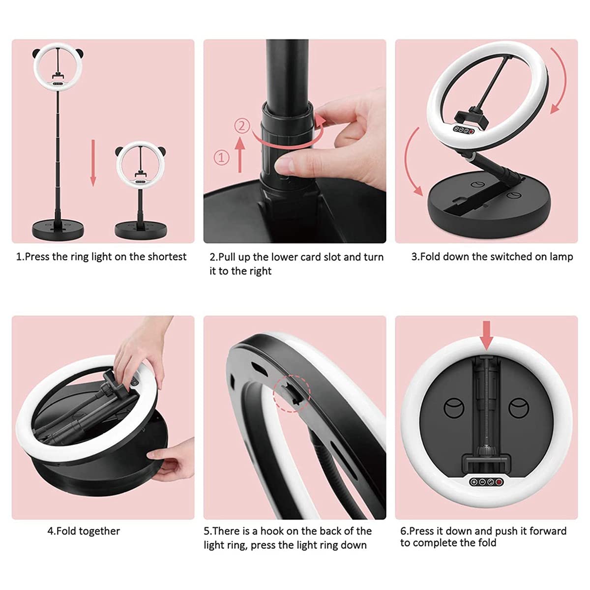 Portable Makeup Ring Light - 3 Colors, 10 Brightness for Streaming & Photography