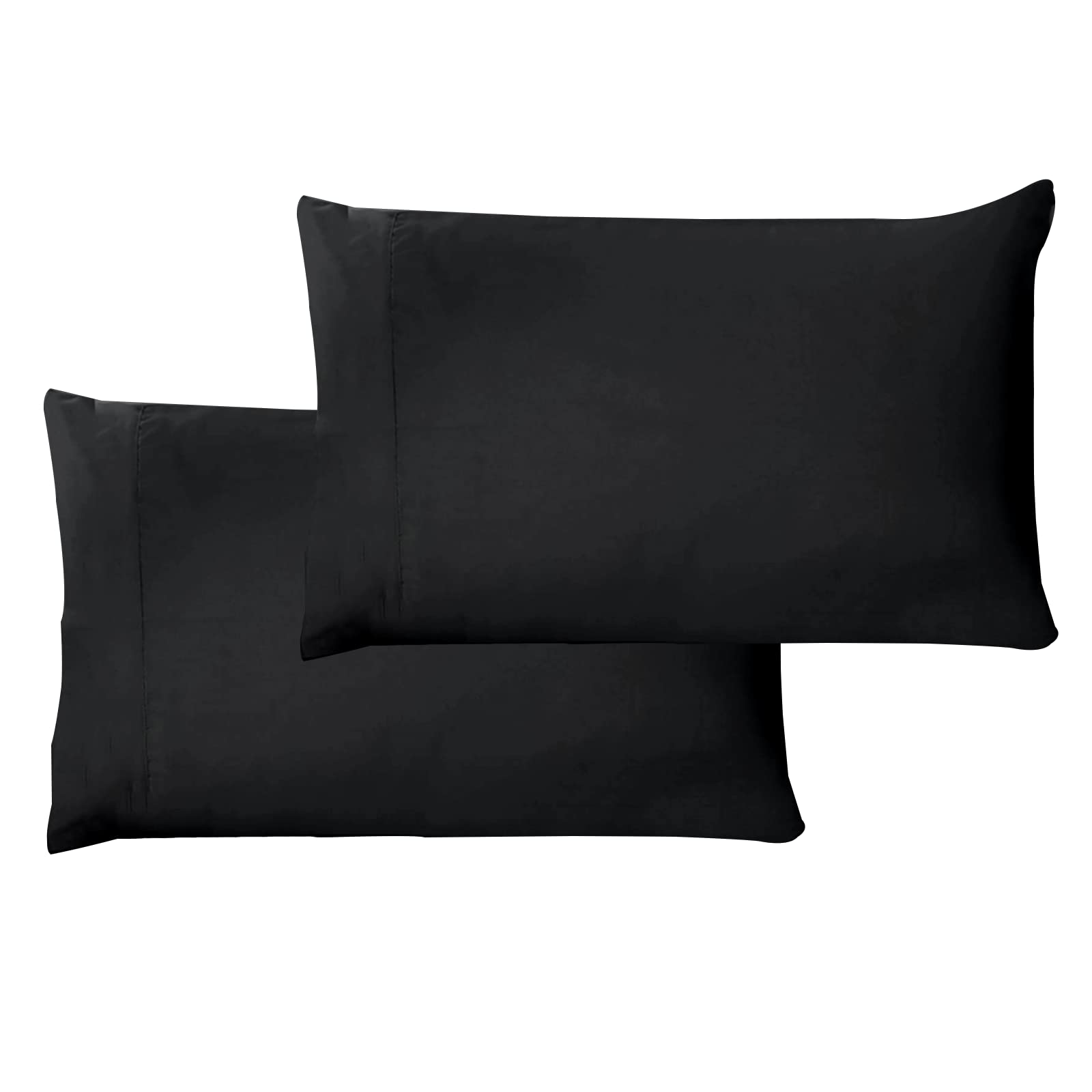 Premium Black Cotton Pillowcase Set of 2 - Queen Size 20x30 Inches | Soft & Breathable Bed Pillow Covers with Envelope Closure | Wrinkle-Resistant & Hypoallergenic for Better Sleep | Perfect for Home, Hotel, and Guest Room Decor