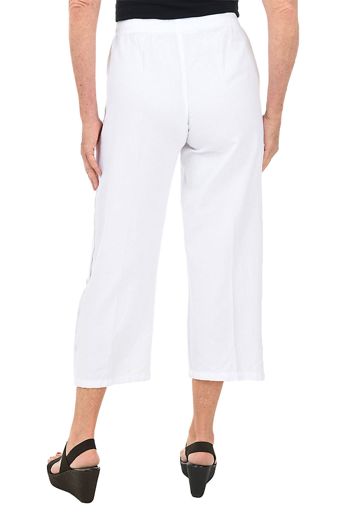 Crinkle Malibu Capri Pants for Women - Comfortable Summer Casual Trousers with Elastic Waist - Perfect for Beach, Yoga, and Travel Outfits