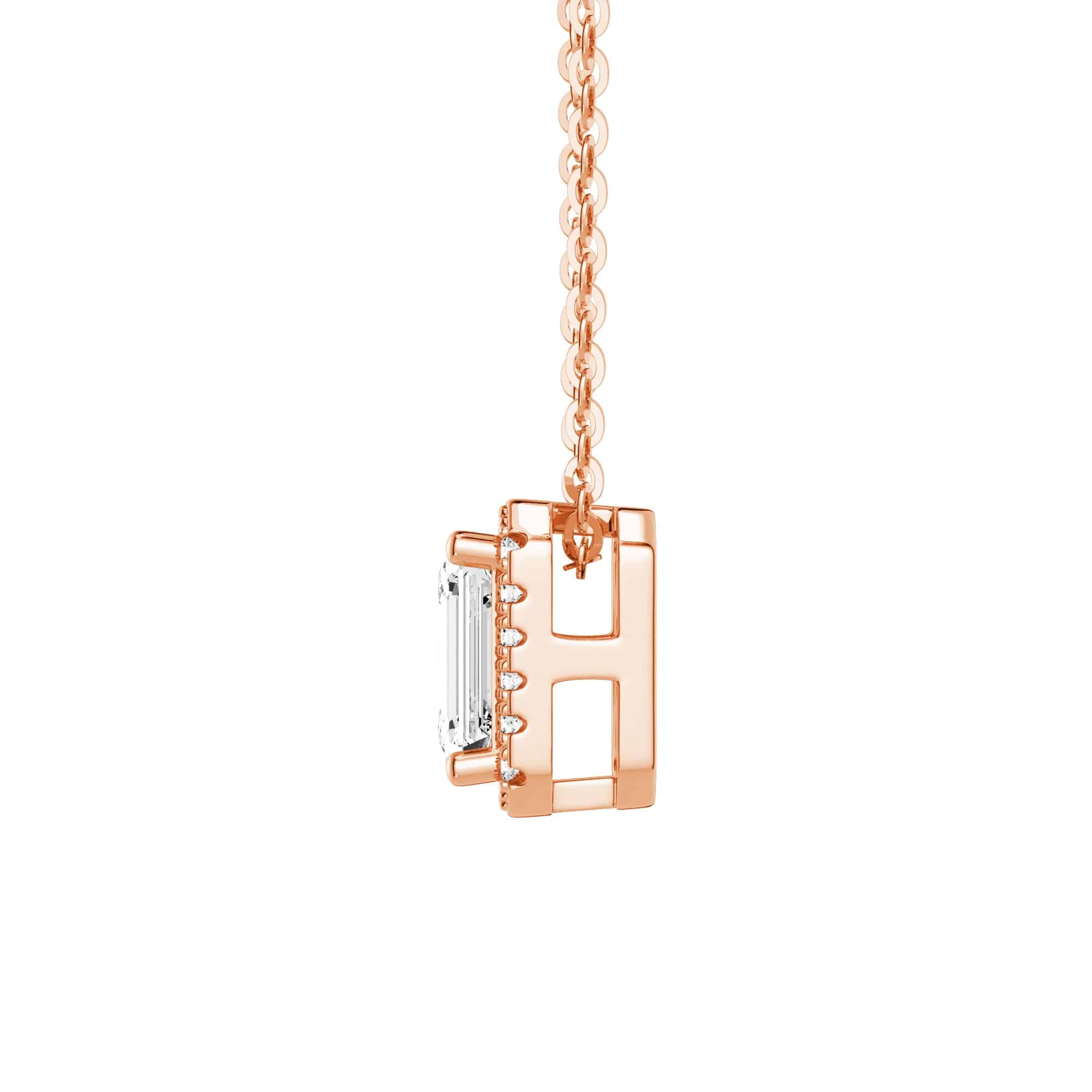Emerald Cut Pavé Moissanite Halo Pendant Necklace - 14K Gold Plated Elegant Jewelry for Women | Perfect for Weddings, Anniversaries & Special Occasions