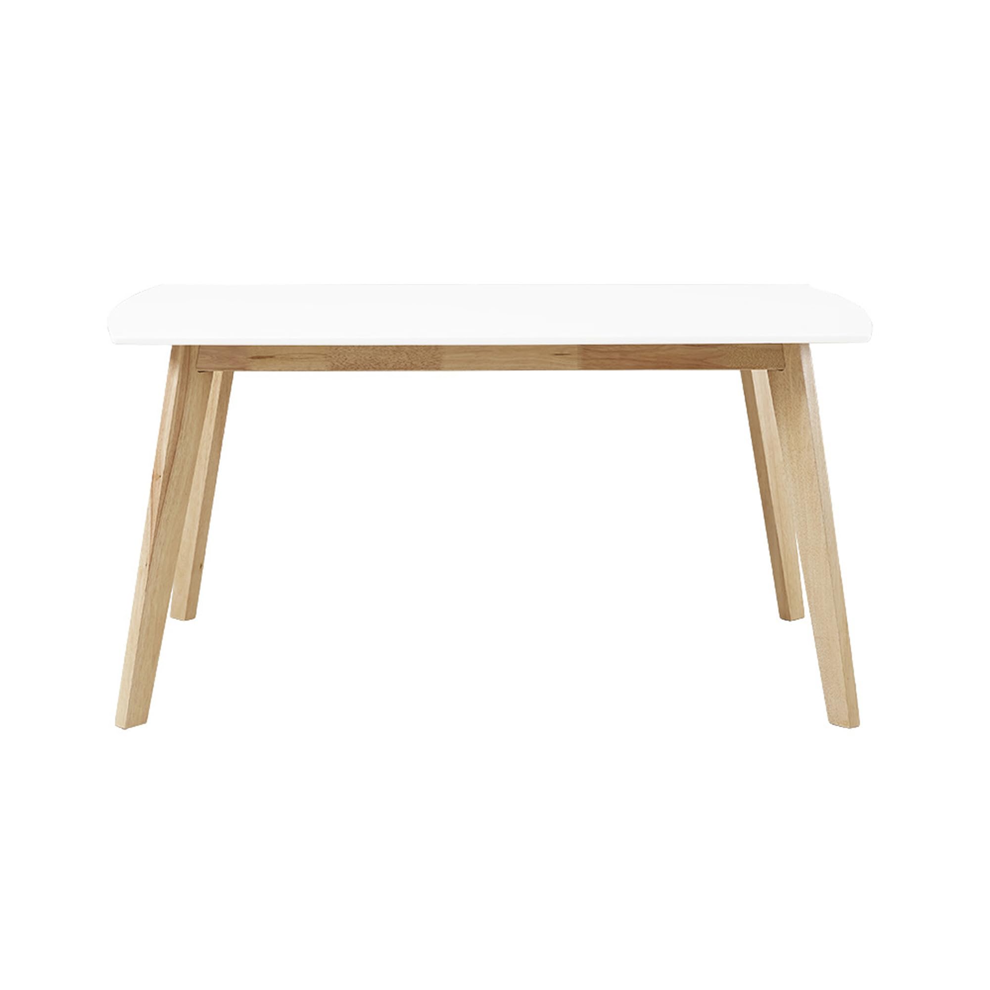 Mid Century Modern Wood Dining Table Set with 6 Chairs - 60 Inch Kitchen & Dining Room Table in White & Natural - Perfect for Family Meals, Dinner Parties & Small Gatherings