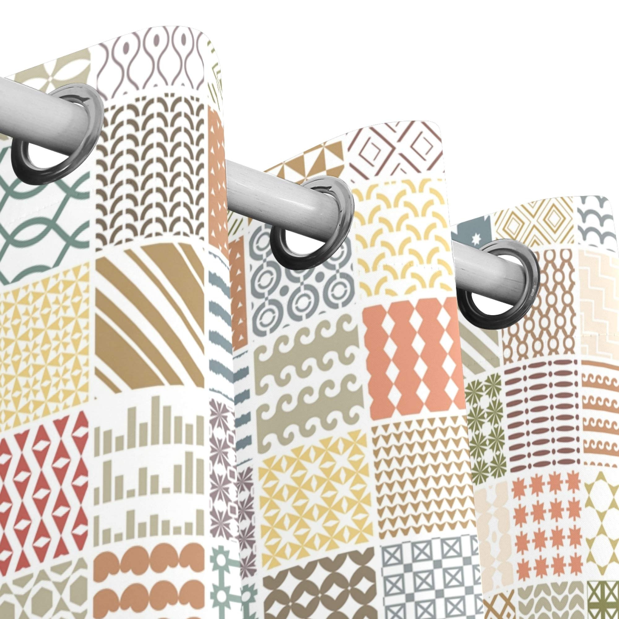 Blackout Curtains 2 Panels - MNSRUU Room Darkening Window Drapes with Grommets, 63 Inch Length, Retro Boho Pattern for Bedroom & Living Room - Perfect for Light Blocking, Privacy & Home Decor