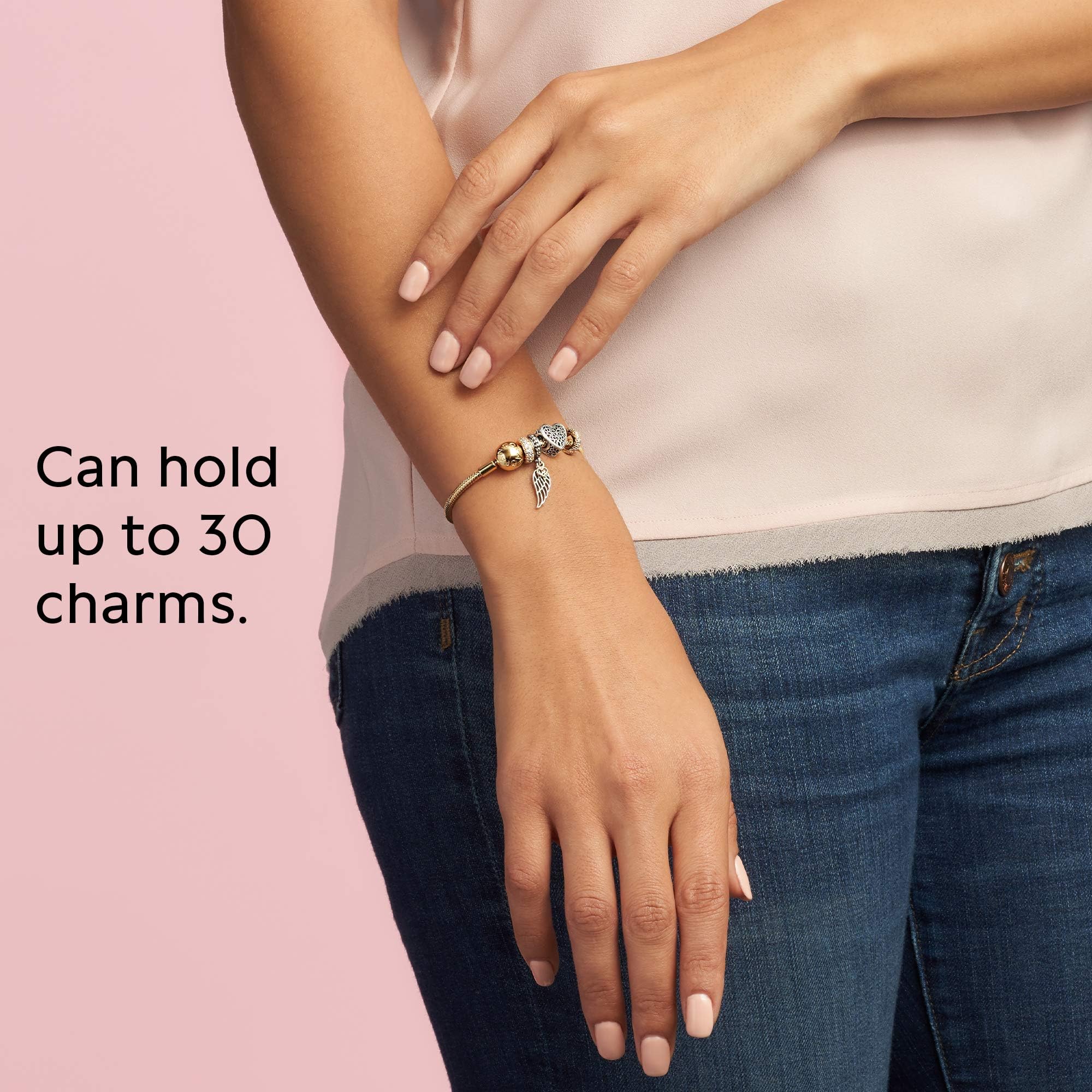 PANDORA Moments Snake Chain Bracelet for Women - Adjustable Silver Charm Bracelet with Gift Box - Perfect for Birthdays, Anniversaries & Everyday Wear