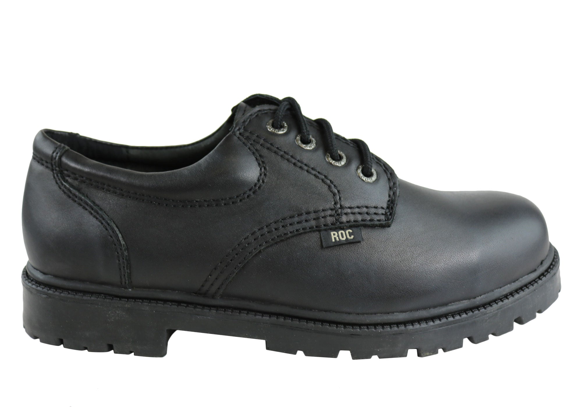 Roc Magnum Senior Black Leather Lace-Up Comfortable School Shoes for Boys & Girls - Perfect for School, Uniforms, and Everyday Wear