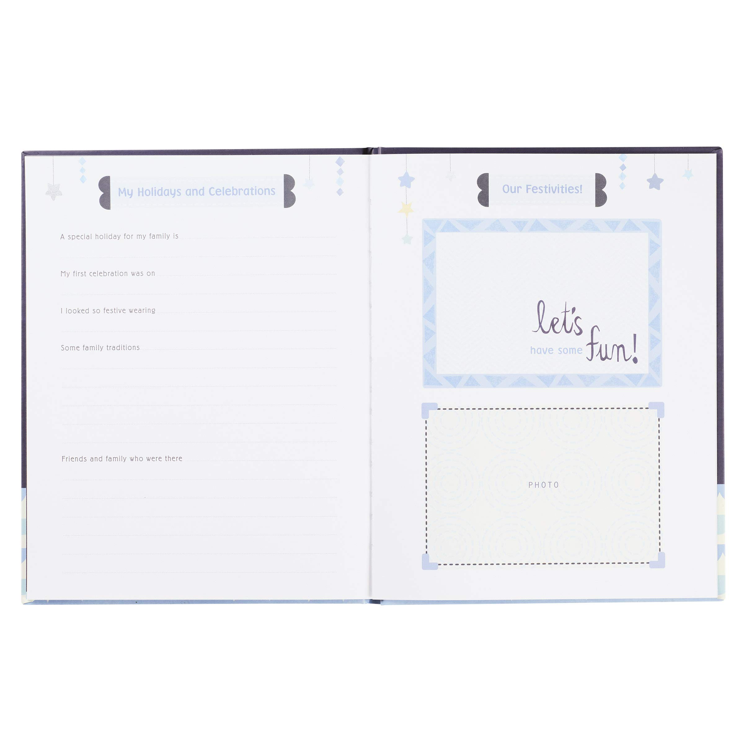 C.R. Gibson Twinkle Twinkle Little Star Blue Baby Memory Book for Boys - 48 Pages, 9.1 x 11.5 Inches - Perfect for Newborn Keepsakes, First Year Milestones & Christening Gifts
