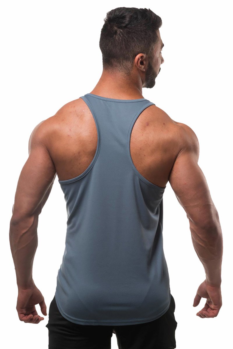 Jed North Men's Microfiber Dri-Fit Workout Tank Top - Light Grey - Moisture Wicking Athletic Shirt for Gym, Running & Outdoor Activities