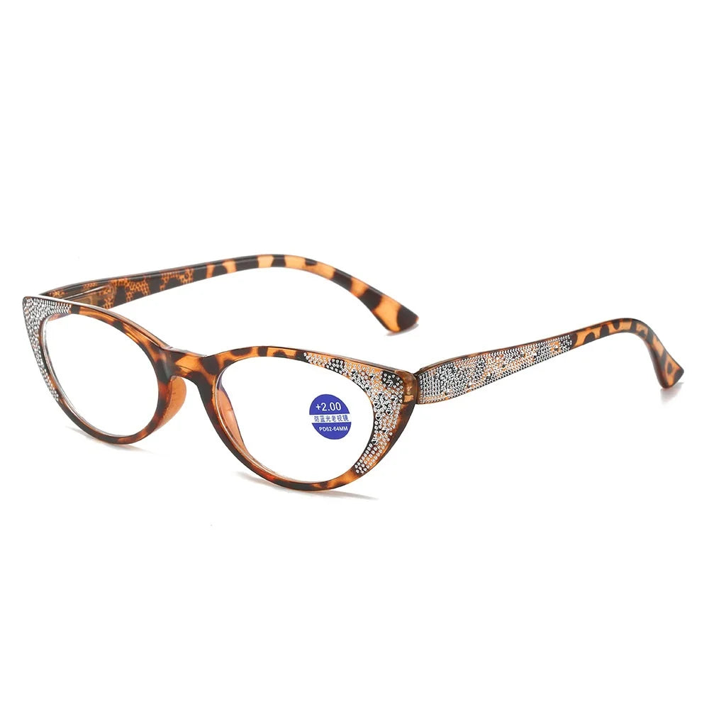 Fashion Women's Blue Light Blocking Reading Glasses with Diamond Design - Perfect for Computer Work, Reading & Screen Time Protection