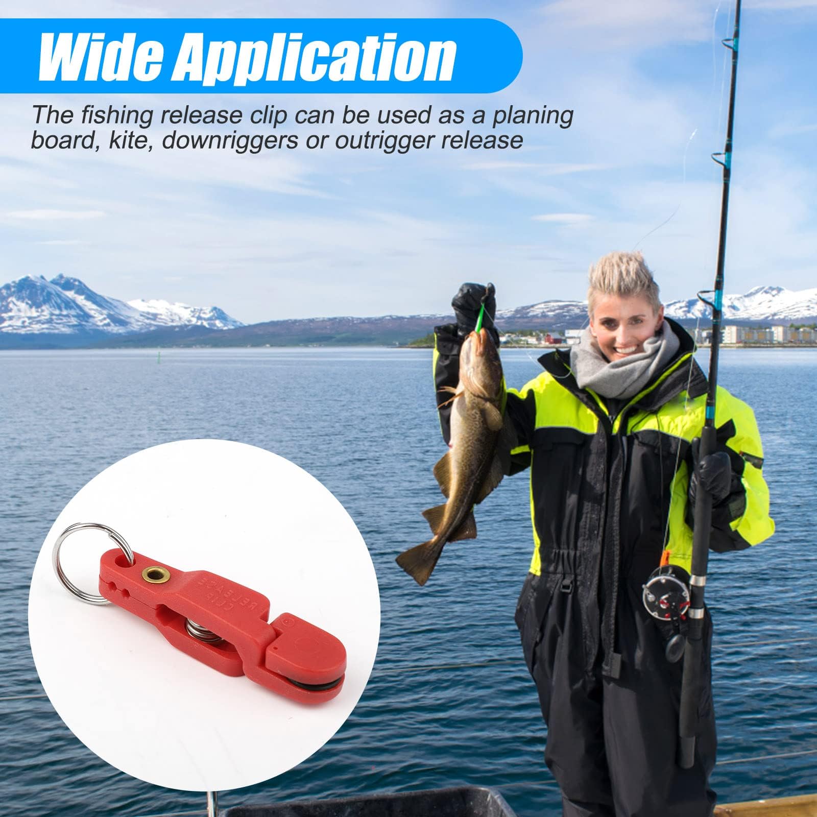 10 PCS Heavy Duty Fishing Downrigger Clips - High Tension Outrigger Line Snap Release Clips with Key Rings for Offshore Trolling Fishing | Saltwater & Freshwater Fishing Gear | Perfect for Deep Sea, Lake, and River Fishing Adventures