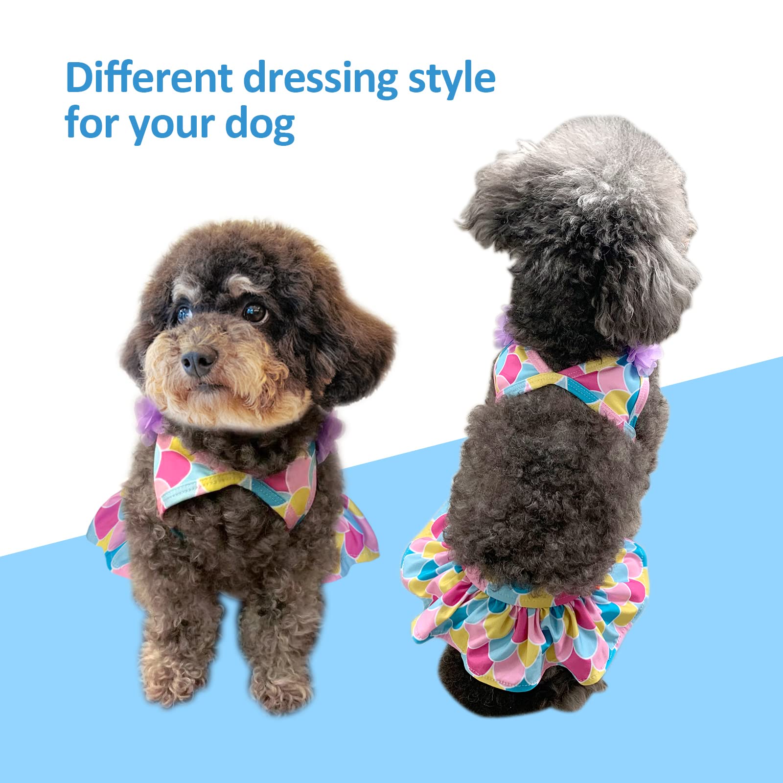 KYEESE Mermaid Dog Bikini Swimsuit for Small Dogs - Summer Beach Tutu Dress Bathing Suit Pet Clothes, Size Medium - Perfect for Pool Parties & Beach Outings