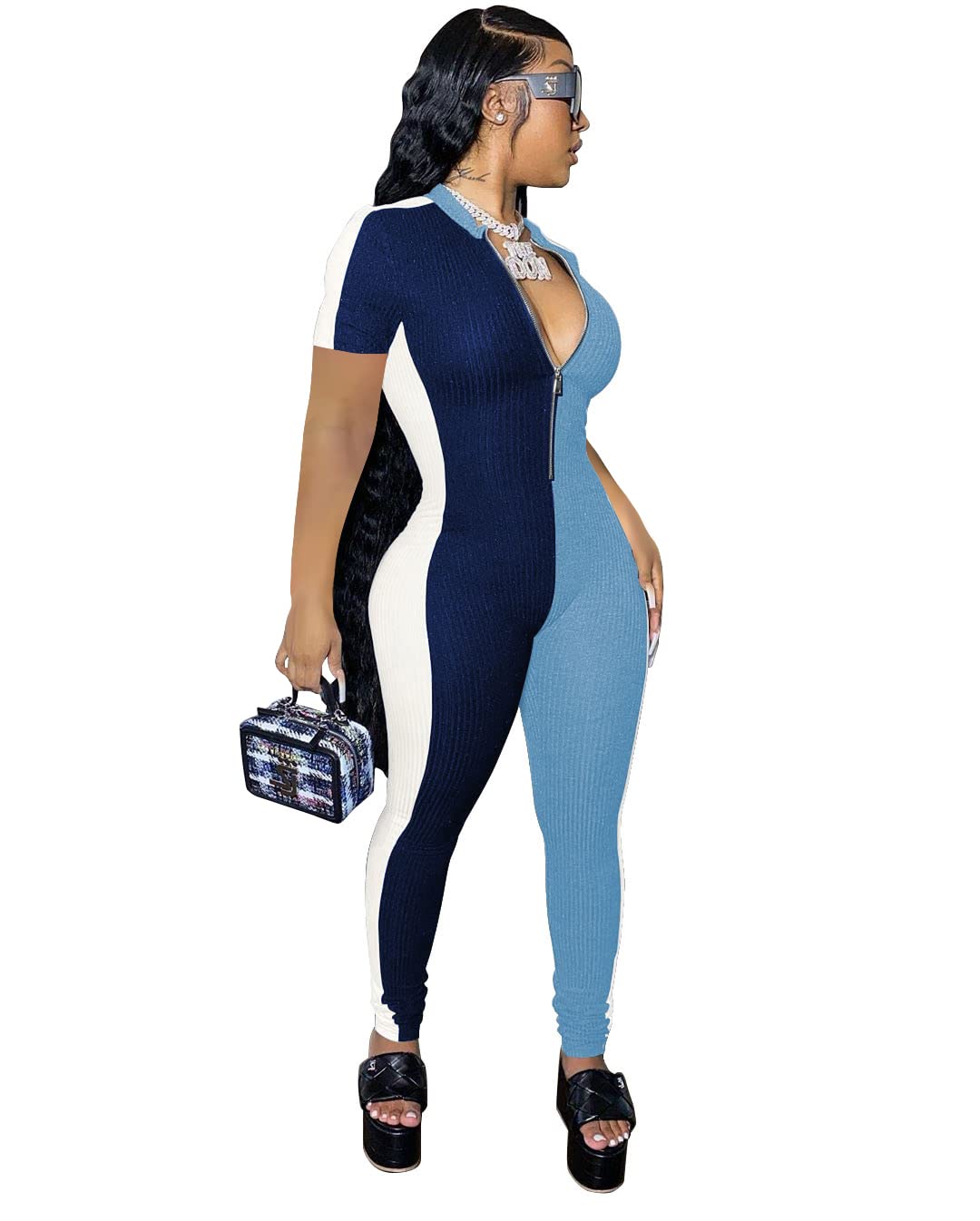 Sexy V Neck Long Sleeve Bodycon Jumpsuit for Women - Comfortable Party Clubwear One Piece Romper with Long Pants | Perfect for Night Out, Club Party & Special Occasions