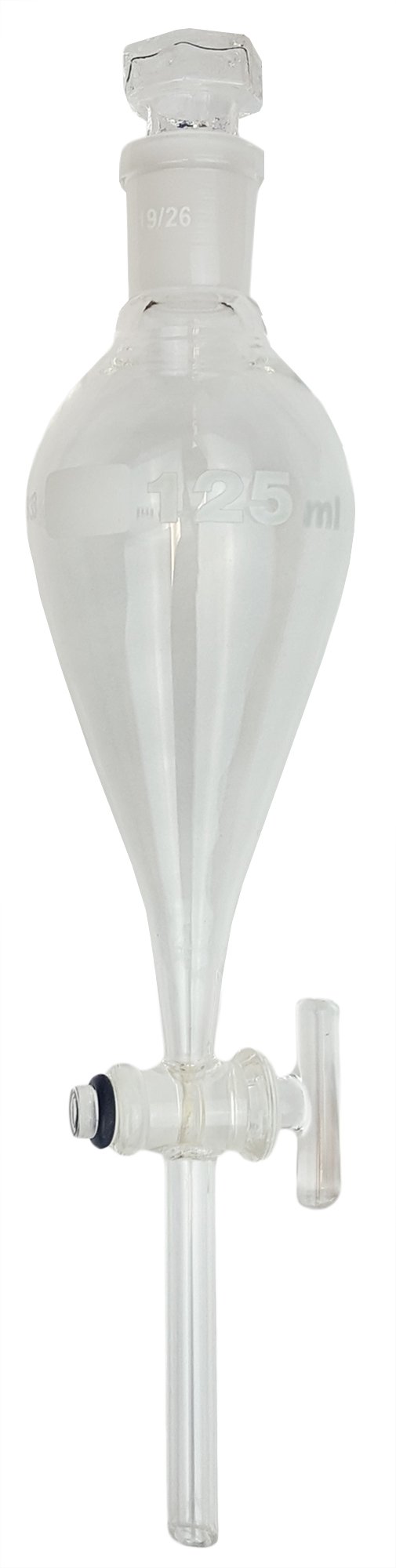 125ml SFGS125 Glass Separatory Funnel with Stopcock - Essential Lab Equipment for Liquid Extraction, Chemical Separation & Organic Chemistry Experiments