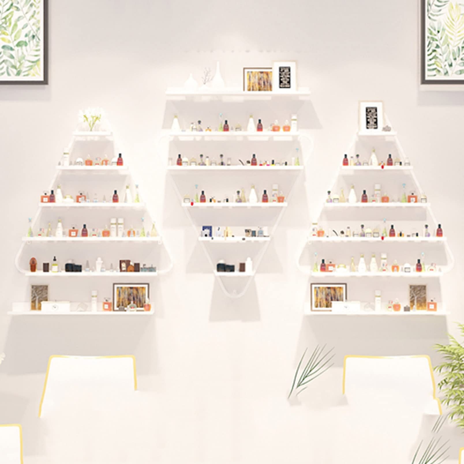 5-Tier Wall Mounted Metal Nail Polish Organizer Rack - Essential Oil Display Shelf for Salon, Spa & Home Storage - Holds 320 Bottles (White) - Perfect for Nail Studios, Beauty Shops & Home Organization