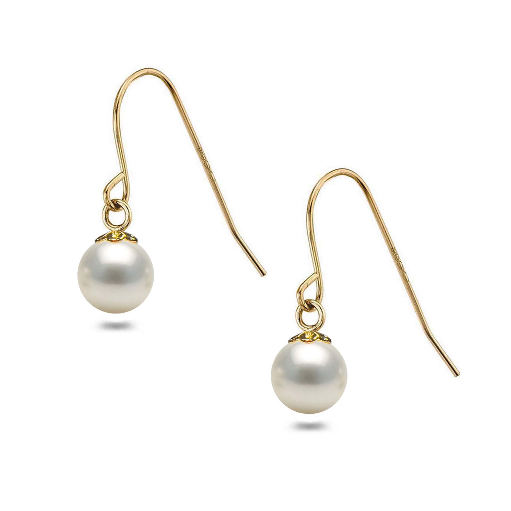 Japanese Akoya Cultured Pearl Drop Earrings AAA Grade 6-10mm White Dangle Earrings for Women - Sterling Silver Settings with Gift Box | Elegant Wedding, Party & Formal Occasion Jewelry | Orien Jewelry