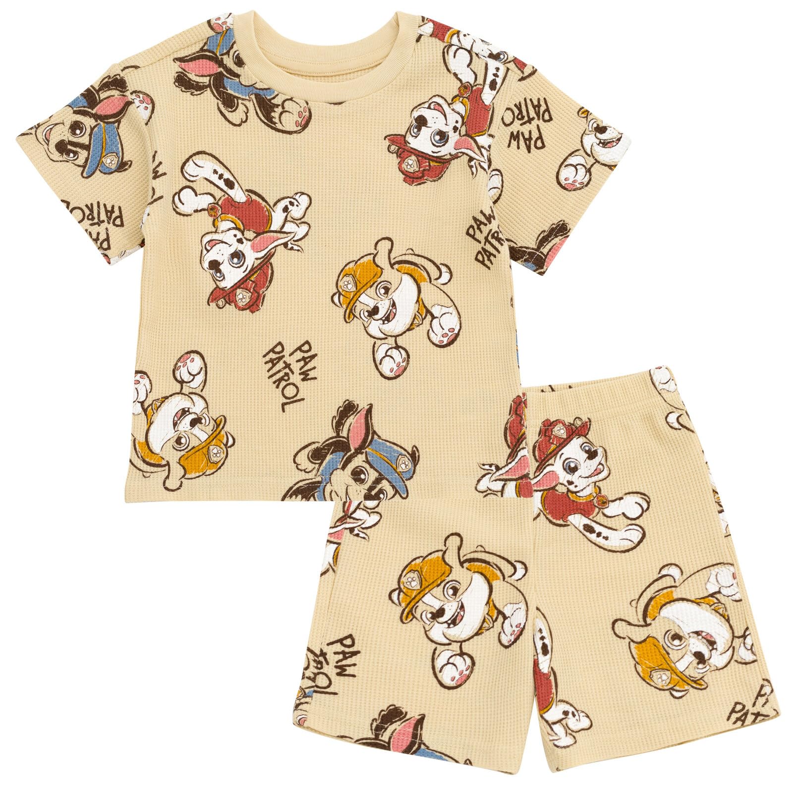 Paw Patrol Waffle Knit T-Shirt and Shorts Outfit Set for Babies & Kids (0-3 Months to 5 Years) - Soft Cotton Playwear for Daycare, Birthday Parties & Family Outings