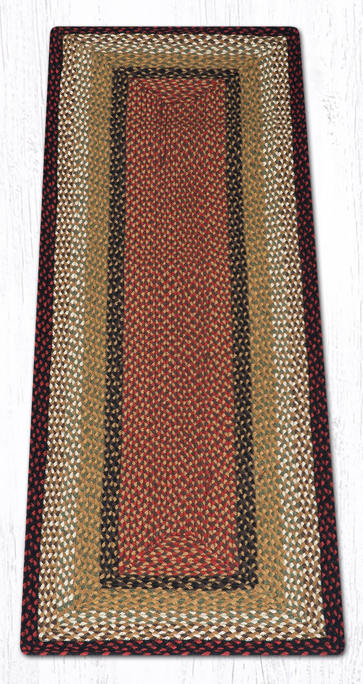 Premium Earth Rugs Rectangle Area Rug 2' x 6' - Soft Burgundy/Mustard Striped Runner for Hallway, Living Room, Bedroom & Entryway
