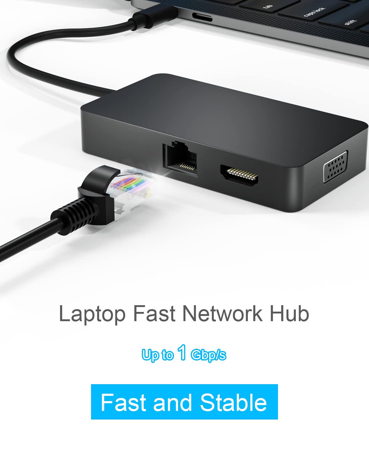 USB-C Travel Hub Docking Station - 7-in-1 Multiport Adapter with 4K HDMI, VGA, USB 3.2 Gen 2, USB-C, Ethernet Ports - Compatible with Surface Laptop/Book/Pro X/7/8/9 & MacBook/Chromebook - Perfect for Business Travel, Home Office & Remote Work