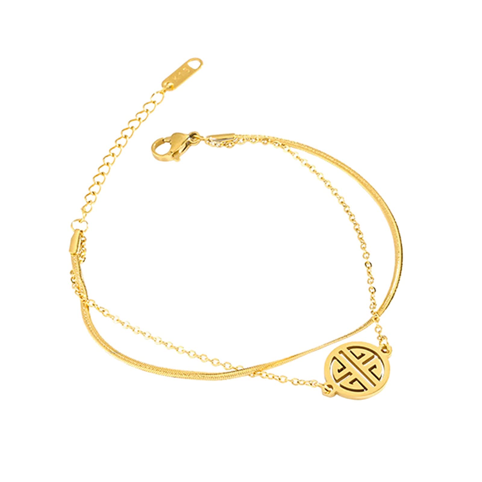 Vintage Gold Titanium Steel Bracelet and Necklace Set for Women - Elegant Retro Jewelry for Casual, Party & Date Night Outfits | One Size Fits Most