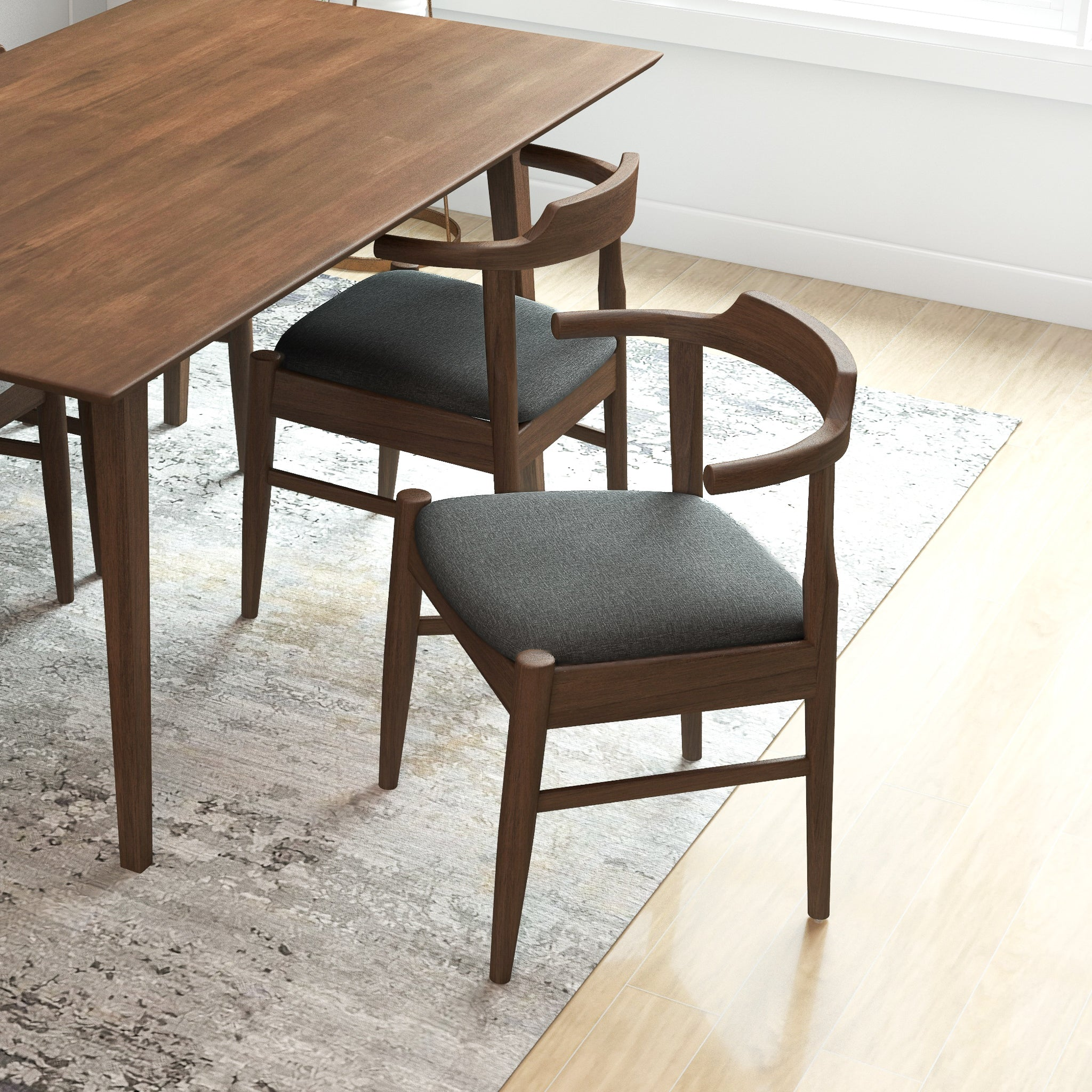 Daisy Gray Fabric Dining Chairs (Set of 2) - Modern Upholstered Side Chairs for Kitchen, Dining Room, and Breakfast Nook - Comfortable & Stylish Seating for Home Decor