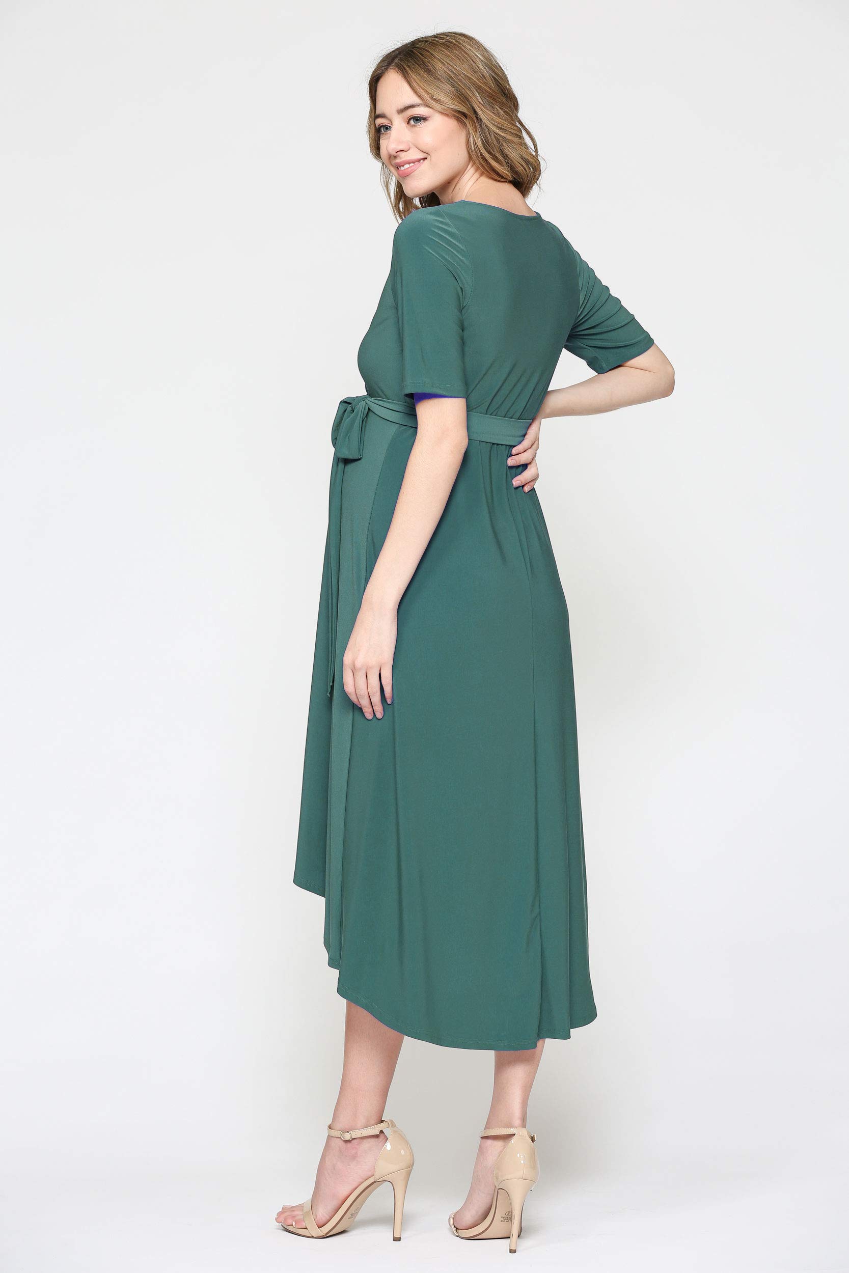 Stylish Women's Maternity Wrap Dress - Adjustable Waist Belt & Flattering Midi Length - Perfect for Pregnancy, Nursing & Special Occasions