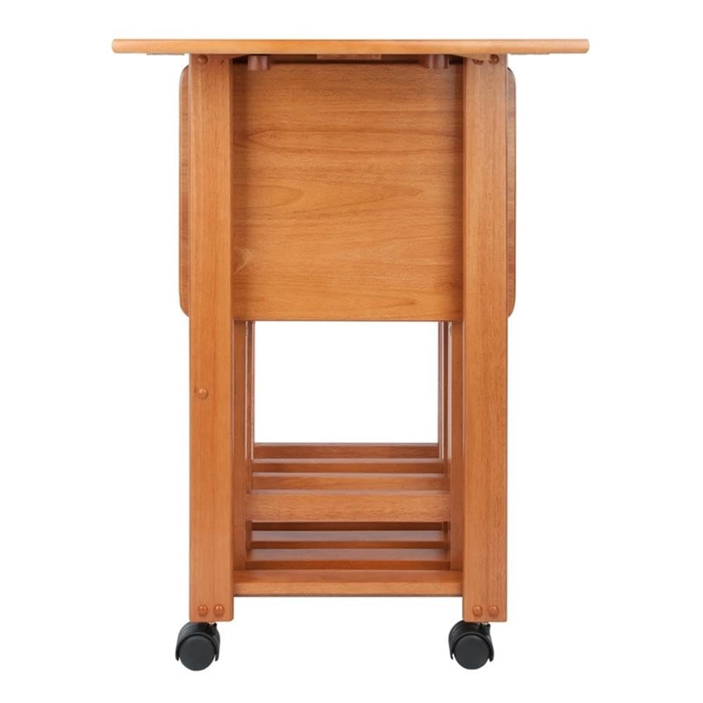 Winsome Sophia 4-Piece Drop Leaf Snack Table Set - Mobile Stand for Living Room, Patio & Outdoor Use - Teak Wood Side Tables - Perfect for Entertaining, Coffee Break & Small Space Dining