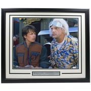 Authentic Michael J. Fox & Christopher Lloyd Signed Framed 16x20 Back to the Future Photo with JSA Certificate - Perfect for Movie Memorabilia Collectors & Home Theater Decor