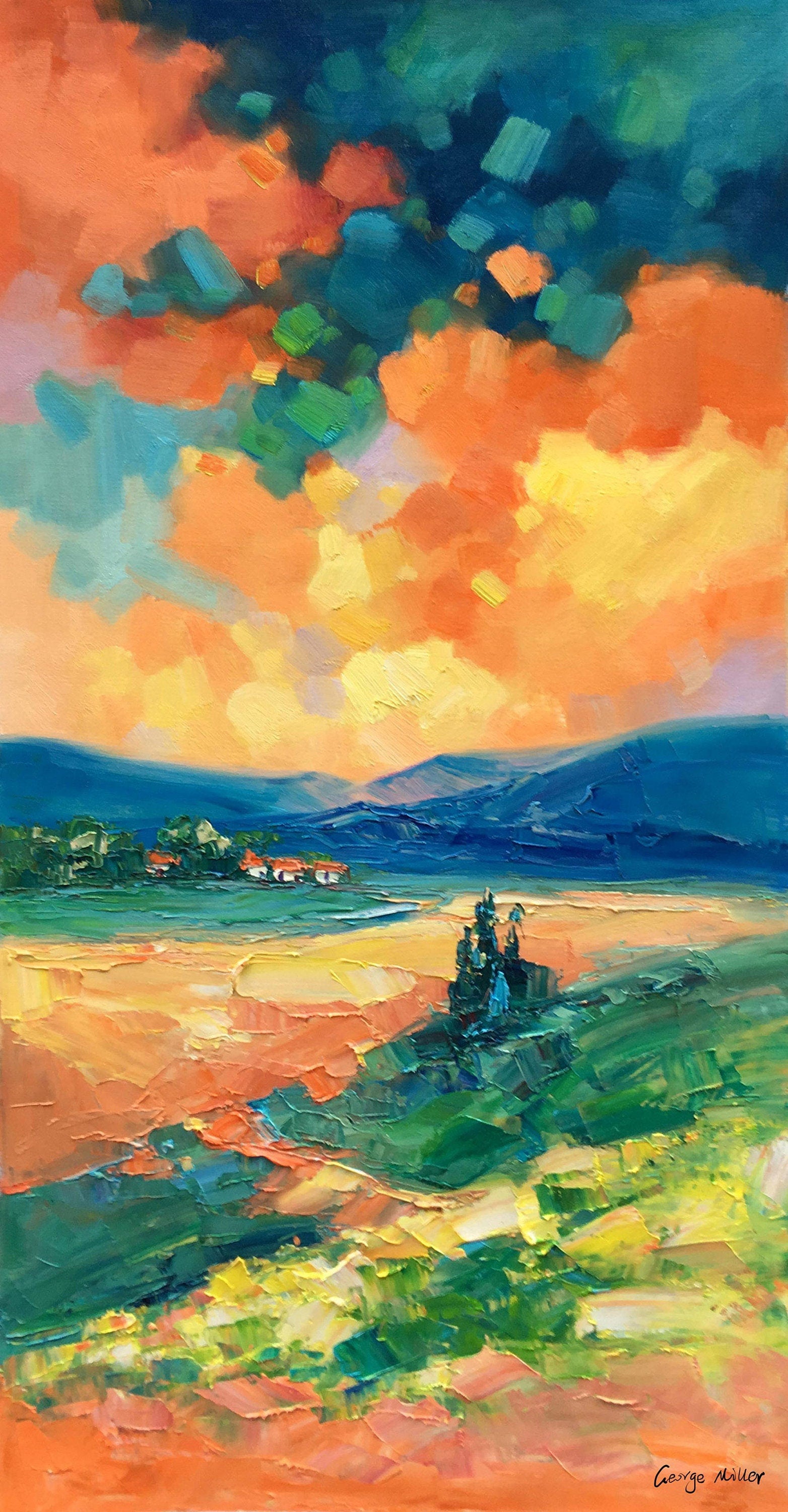 Abstract Oil Painting on Canvas - Modern Wall Art Decor for Living Room, Large Landscape Artwork, Original Handmade Abstract Art for Home & Office