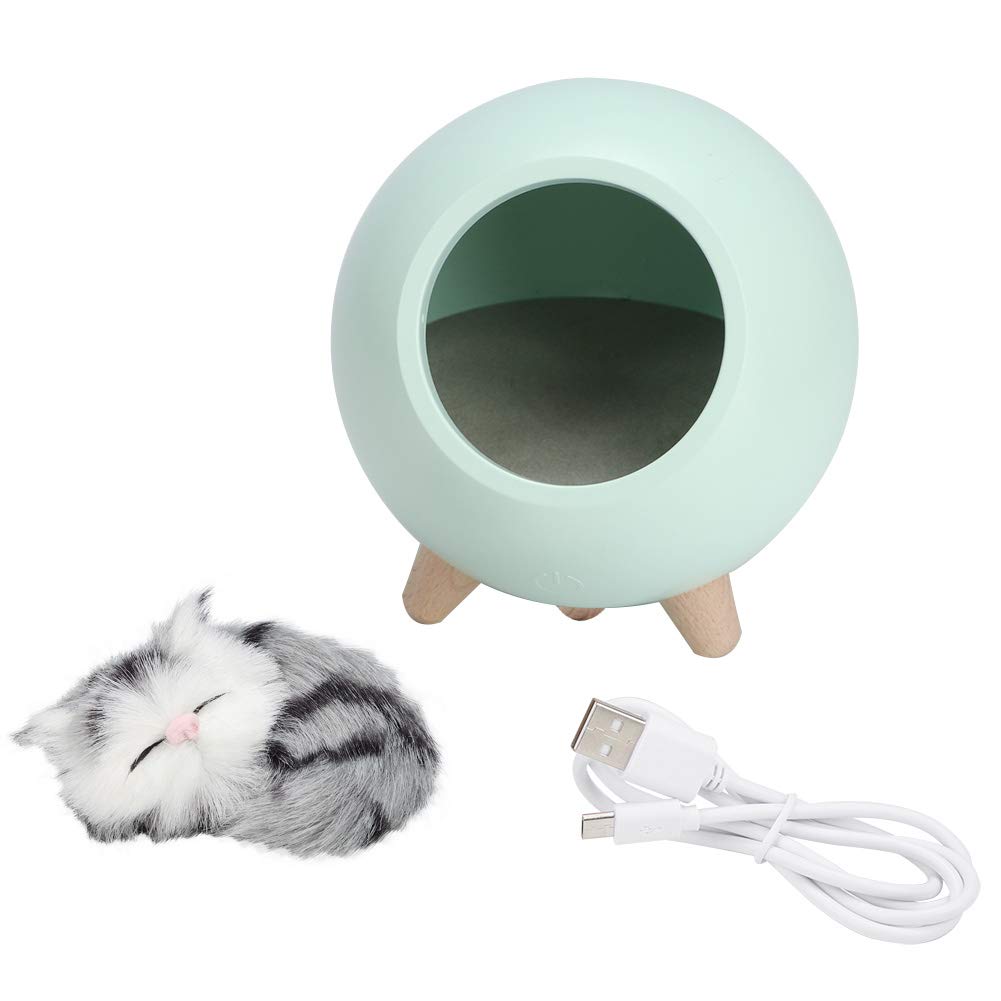 EVTSCAN Cute Cat Night Light - LED Pet House Lamp for Bedroom, Nursery, Kids Room - Soft Green Glow for Relaxing Ambience & Nighttime Comfort