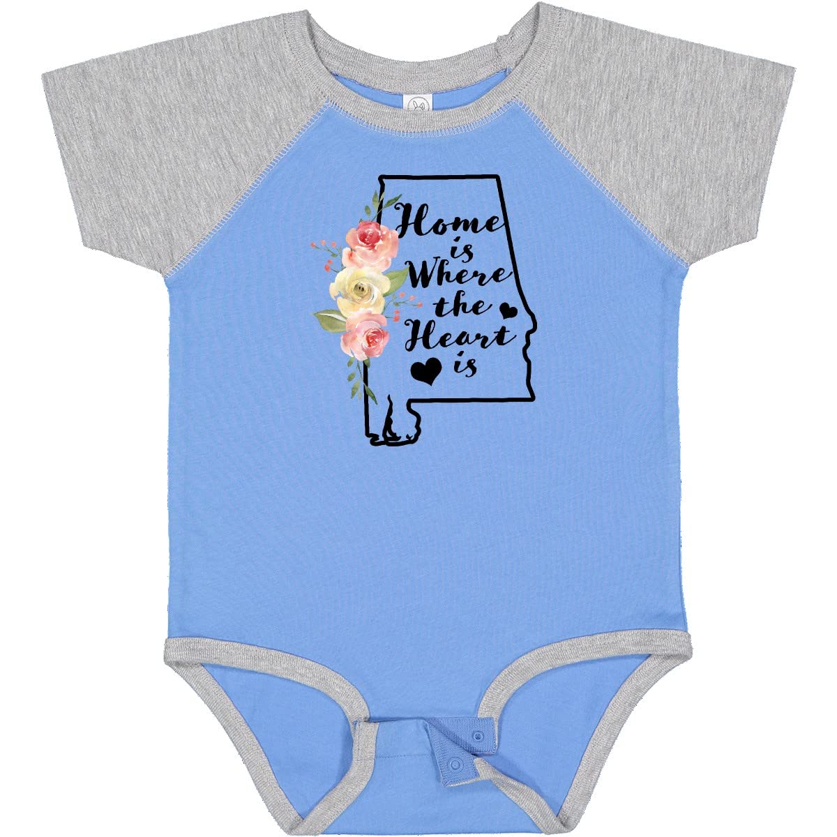 Inktastic Alabama Home is Where The Heart is Watercolor Baby Bodysuit - Soft Cotton Infant Onesie for Newborns, Boys & Girls - Perfect for Family Photos, Holidays & Everyday Wear