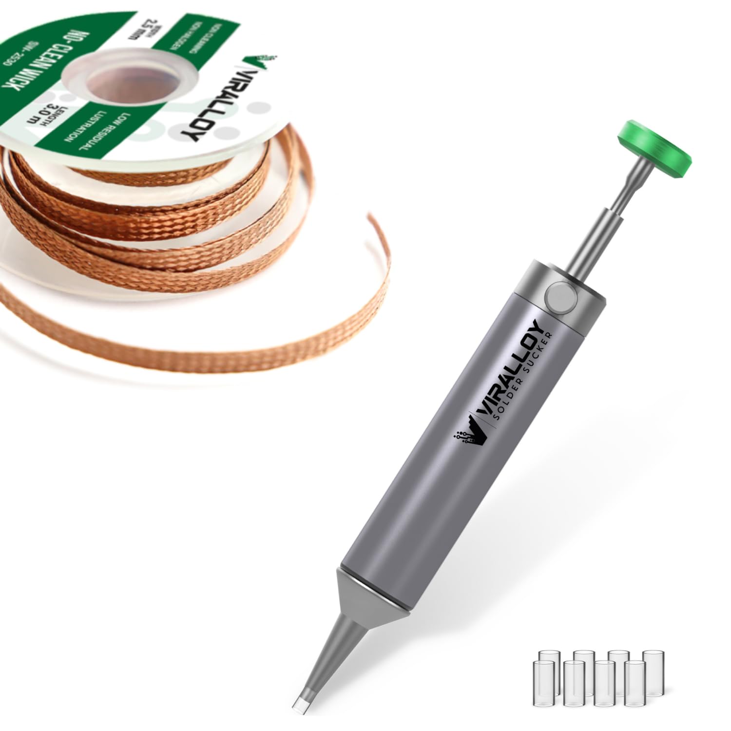 High-Quality Solder Sucker Tool & No Clean Solder Wick - Professional Desoldering Pump & Braid for Electronics Repair, DIY Projects, and PCB Maintenance