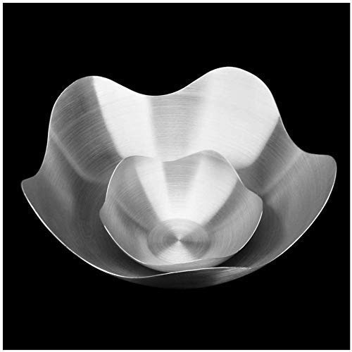 Lotus-Shaped Stainless Steel Fruit Plate & Candy Basket Set - 2 Pack Creative Metal Snack Bowls for Party, Dessert, and Home Storage | Elegant Ceramic Dinnerware & Dip Dishware for Entertaining