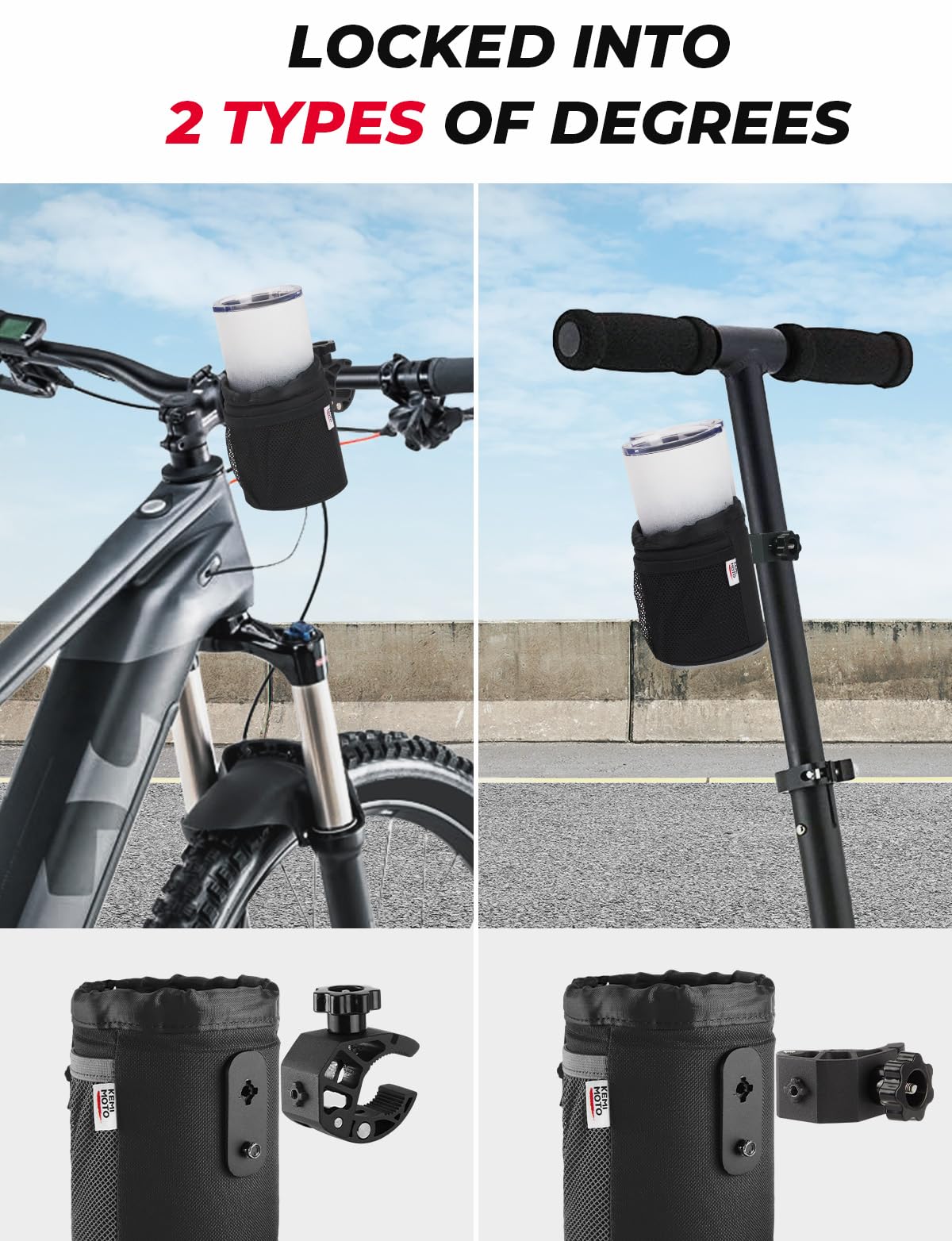 KEMIMOTO Motorcycle Cup Holder with Alligator Clamp - Universal for ATV, Bike, Boat - Perfect for Outdoor Adventures