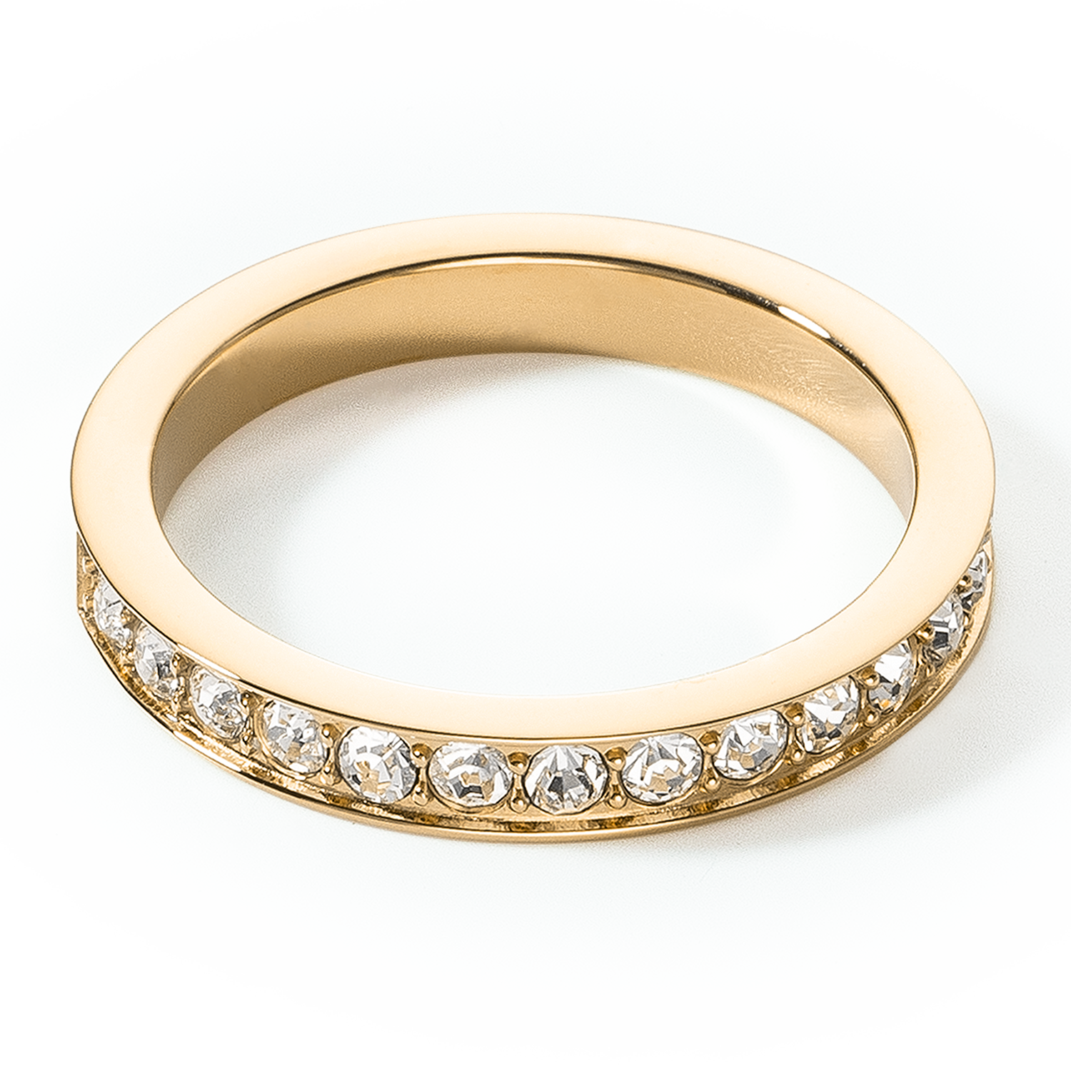 Stainless Steel Crystal Ring - Elegant Slim Gold Plated Ring with Sparkling Crystals for Women | Perfect for Weddings, Parties & Everyday Wear
