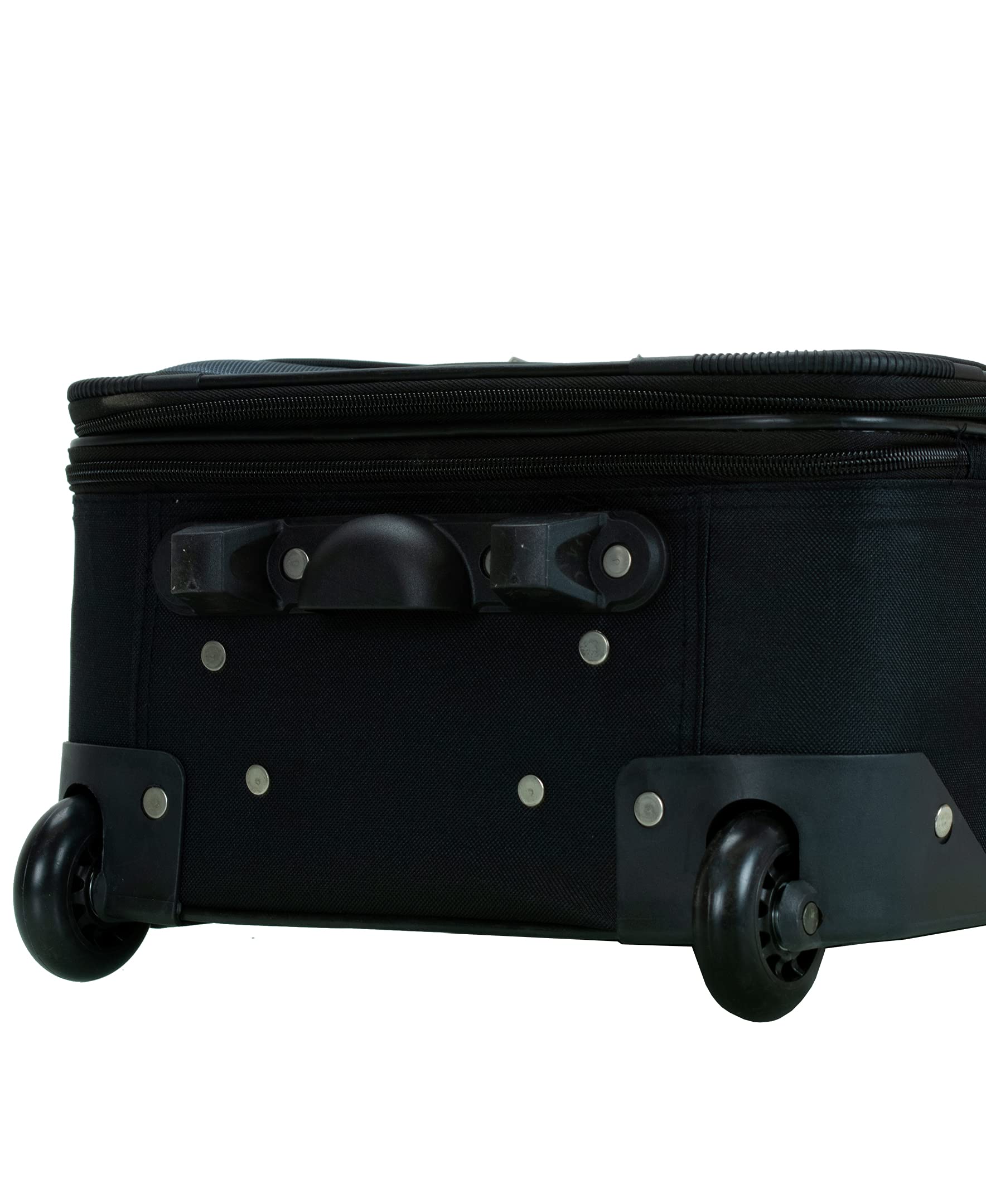 Rockland Fashion Softside Upright Luggage Set - 2-Piece (14/19 Inch) Black & Gray Carry On Suitcase for Travel, Business Trips & Vacations | Lightweight Durable Spinner Luggage with Smooth Wheels