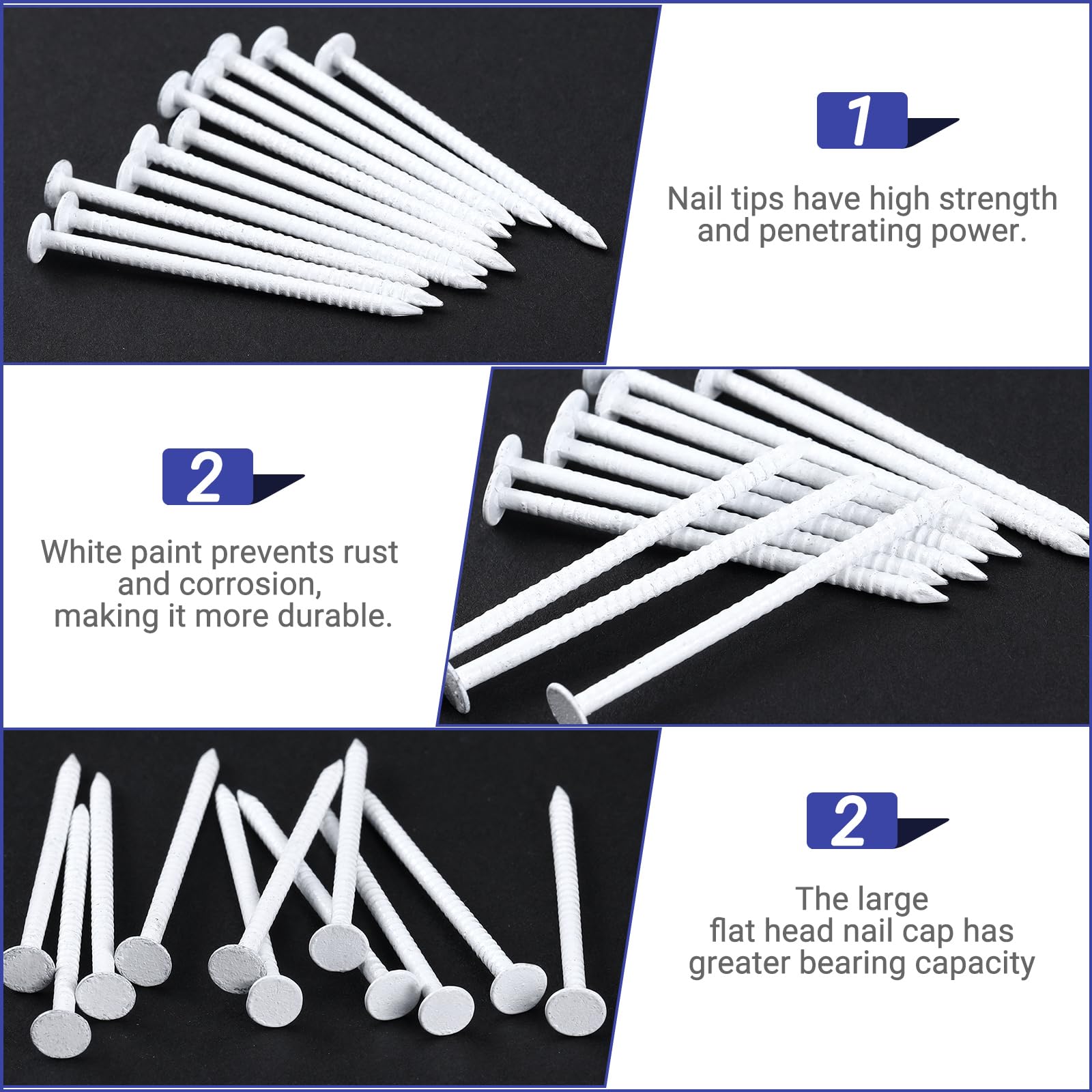 Tandefio White Panel Nails - 304 Stainless Steel Finishing Nails (1-3/4 Inch, 2 lb) - Rust Resistant for Interior & Exterior Use - Perfect for Home Renovation, Woodworking, and Industrial Projects