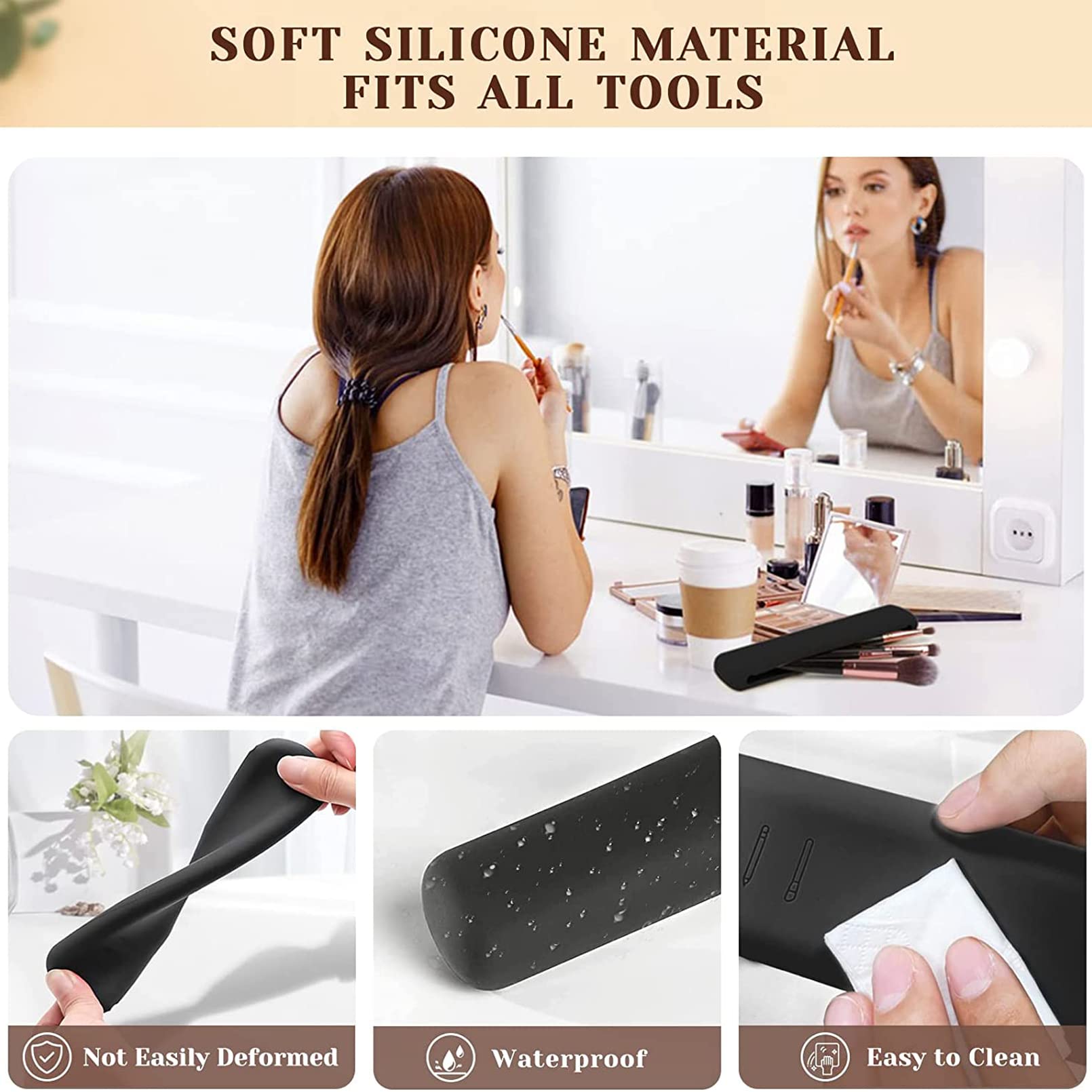 ABBCDTT Travel Makeup Brush Holder - Portable Cosmetic Brush Organizer & Storage Case for Professional Makeup Artists & Business Travel | Perfect for On-The-Go Touchups & Salon Organization