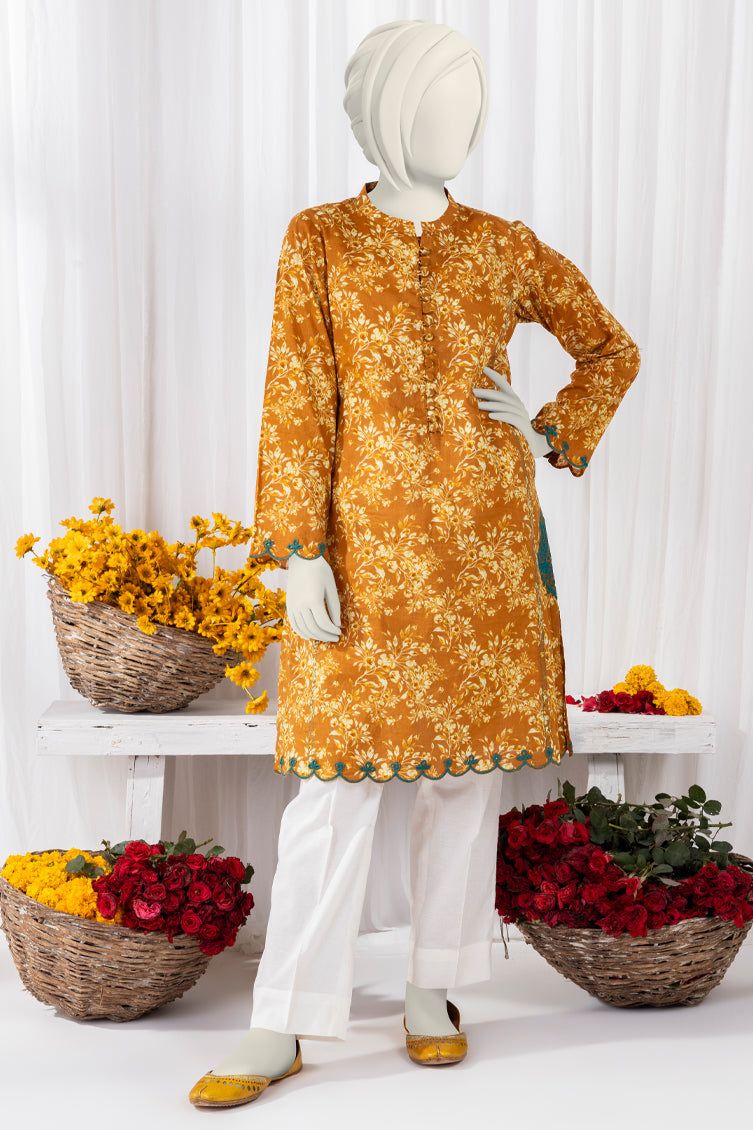 J. Junaid Jamshed Cambric Brown Kurti - Elegant Pakistani Tunic Top for Women | Perfect for Casual Wear, Parties & Festive Occasions
