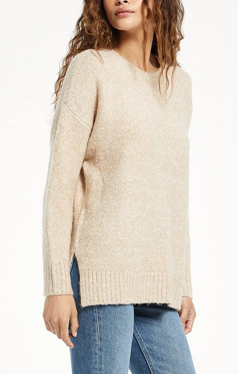 Z SUPPLY Airee Melange Sweater for Women - Soft Oatmeal Knit Pullover | Cozy Casual Wear for Fall & Winter | Perfect for Office, Dates & Weekend Outings