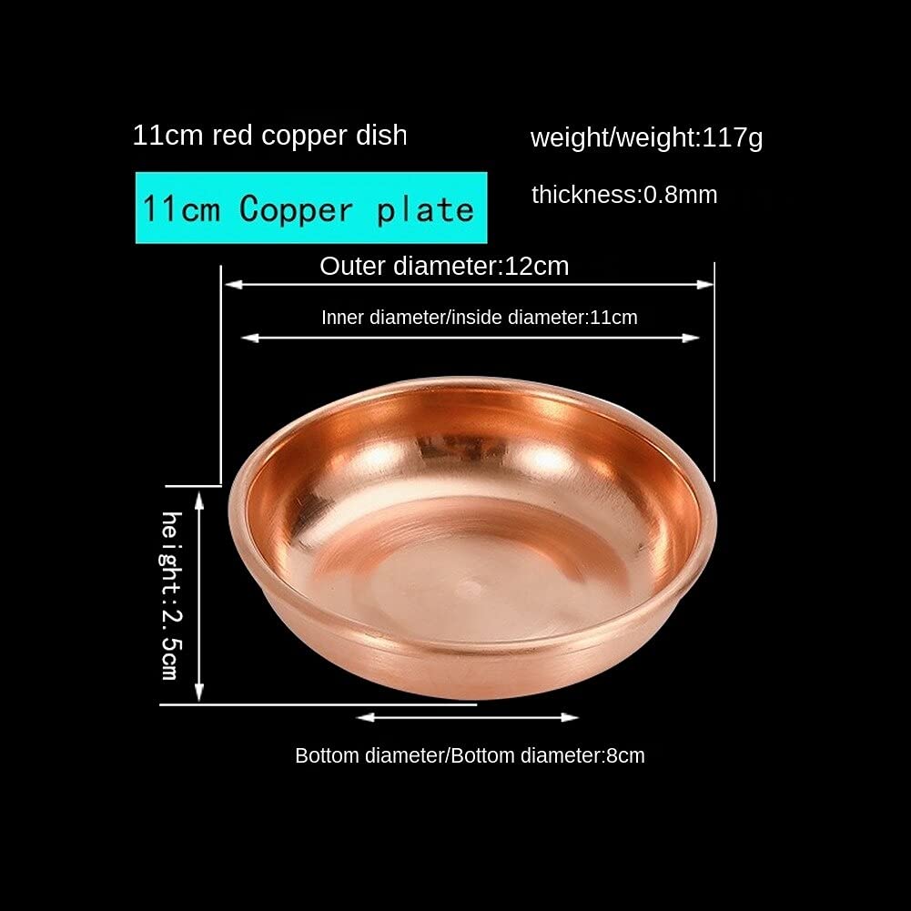 Pure Copper Round Serving Tray - 24cm Dish for Steamed Chicken, Fish, Seafood, Snacks | Elegant Wedding & Household Kitchenware | Rustic Dining & Party Platter