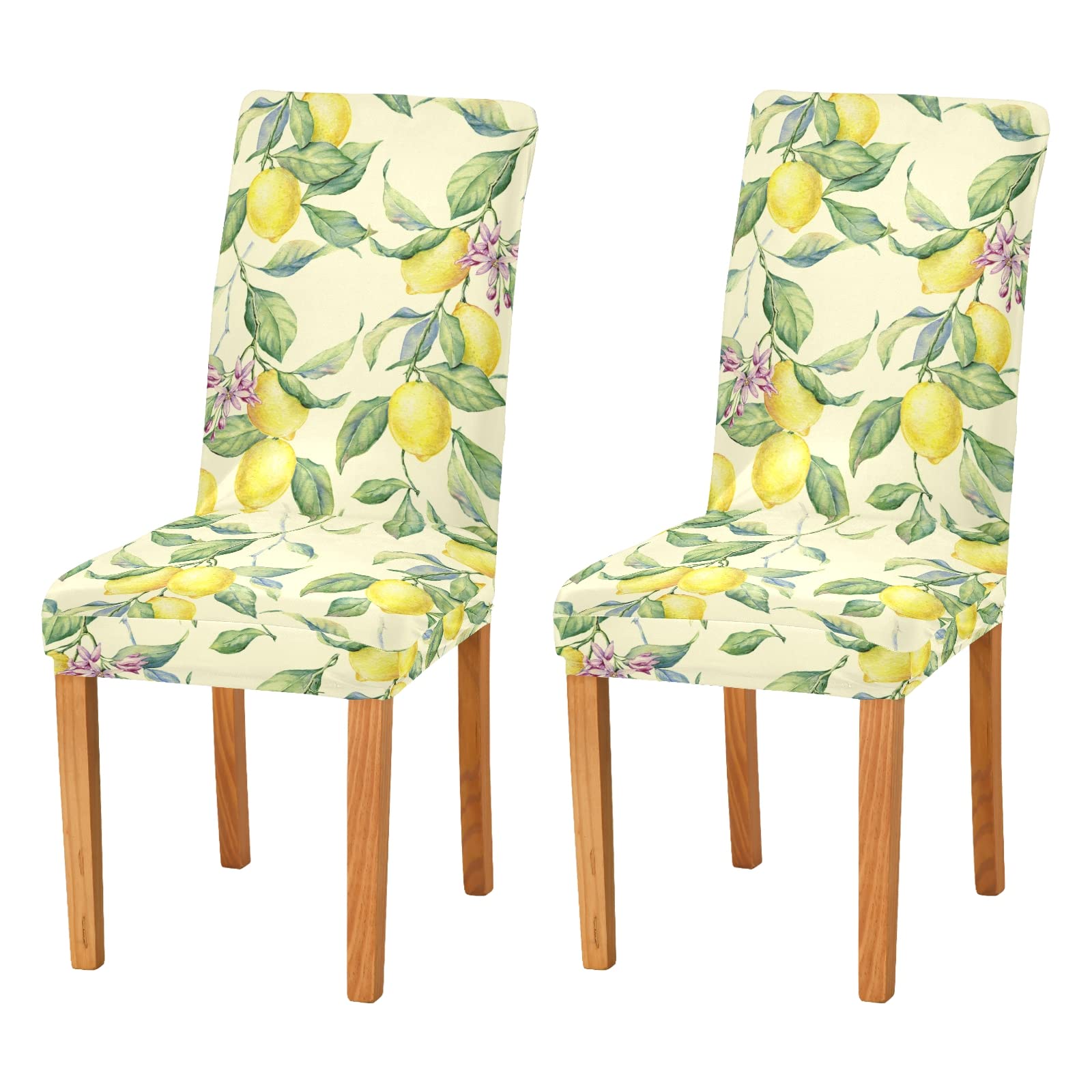 ALAZA Lemon Watercolor Stretch Slipcovers for Dining Chairs & Office Chairs - Washable Parsons Chair Covers for Home, Restaurant, and Event Decor