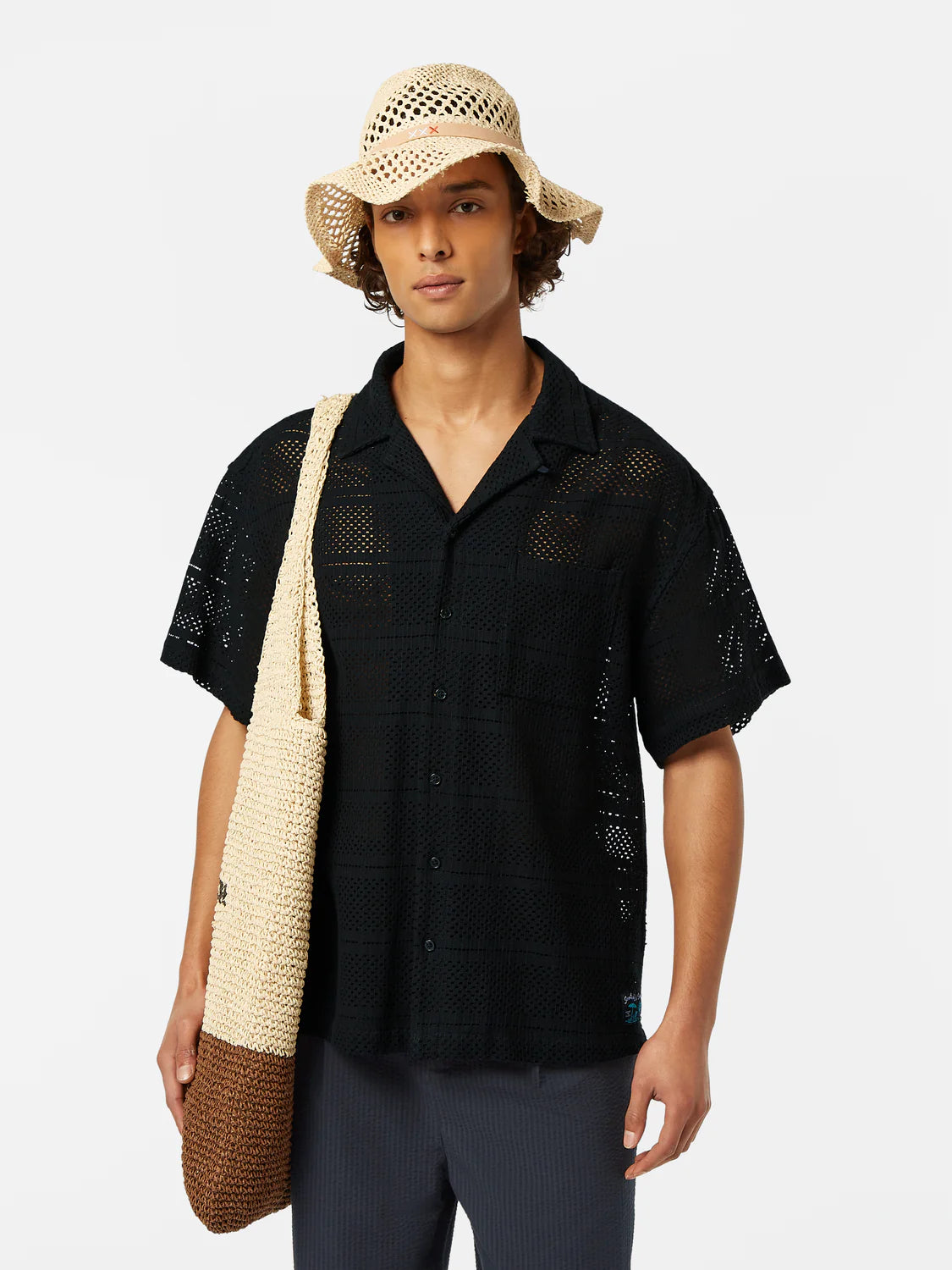 SCOTCH AND SODA Crochet Relaxed Fit Shirt for Women - Breathable Summer Boho Blouse - Perfect for Beach Vacations & Casual Outings