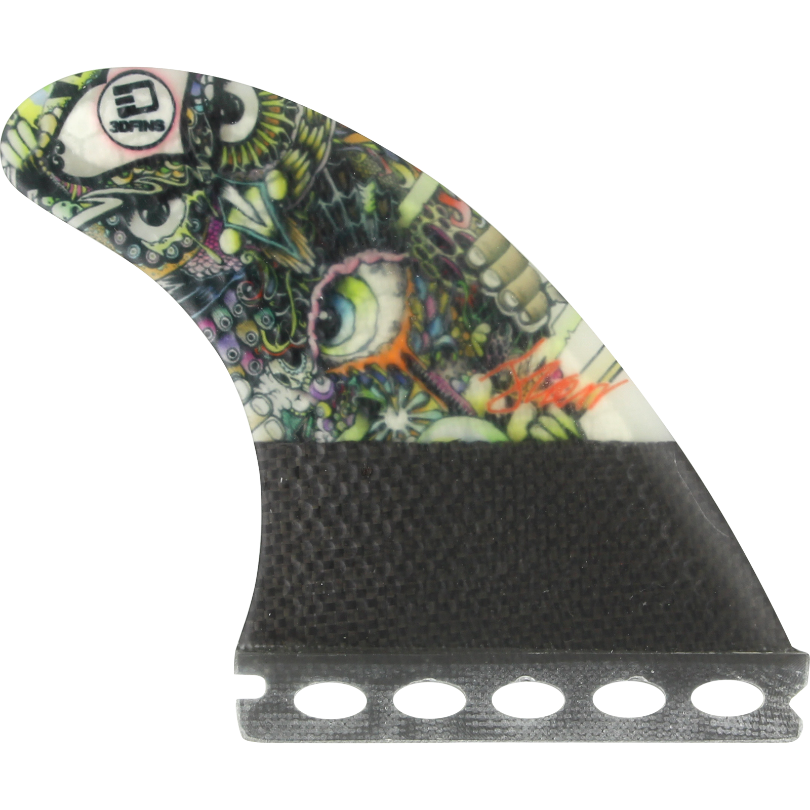 3D Darkside Carbon Full Base 5.0 Wise Owl Surfboard Fin Set of 3 Pieces - High Performance Surfing Fins for Professional & Recreational Wave Riding