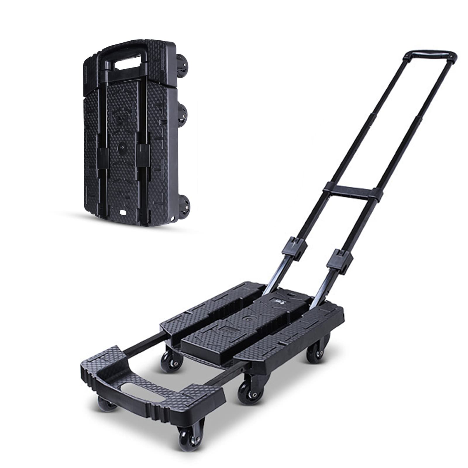 DERYBOL Heavy Duty Folding Hand Truck - 440 Lb Capacity Utility Cart with 6 Detachable Wheels & Extended Chassis | Perfect for Luggage, Travel, Moving, Shopping & Office Use | Ideal for Airport, Warehouse, Retail & Home Organization