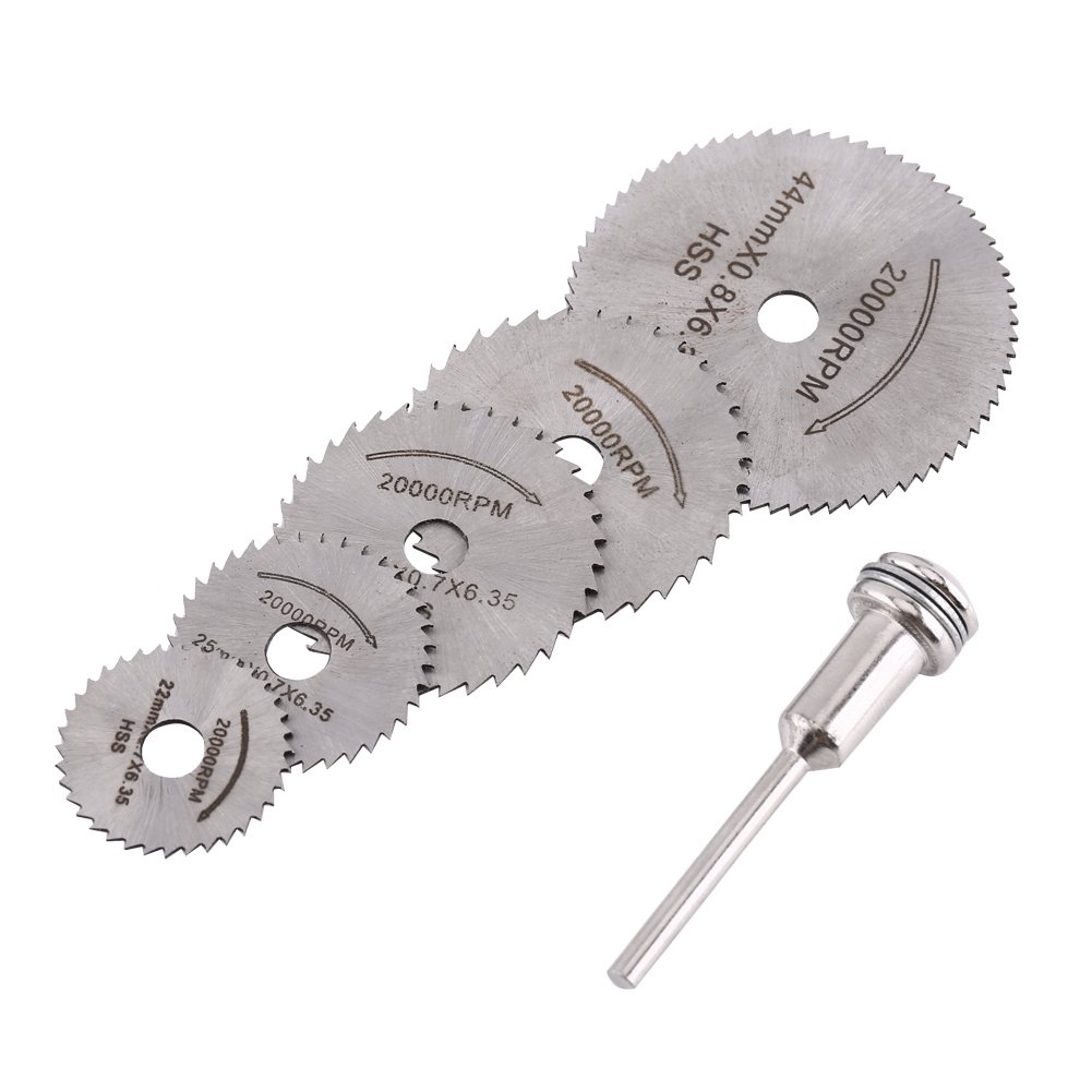 5-Piece Mini HSS Circular Saw Blade Set with Extension Rod - High Speed Steel Cutting Blades for Metal & Wood - Perfect for DIY Projects, Home Renovation & Crafting