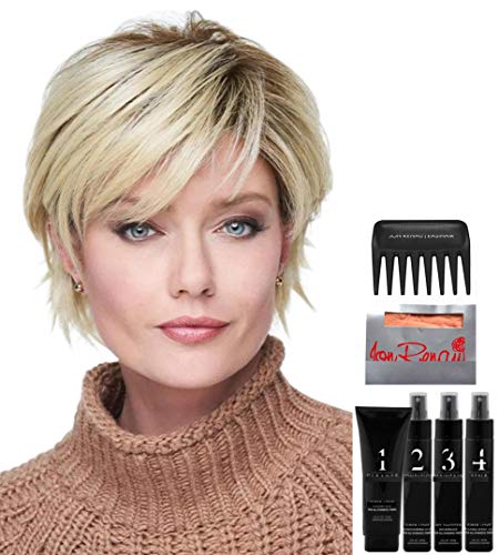 Raquel Welch Flirting with Fashion Wig Bundle - 8-Piece Set with Christy's Wigs Q&A Booklet, 2oz Travel Size Wig Shampoo, Conditioning Spray, Flexible Hold Spray, HD Smooth, Wide Tooth Comb & Wig Cap (RL29_25) - Perfect for Cosplay, Costume Parties & Everyday Glamour